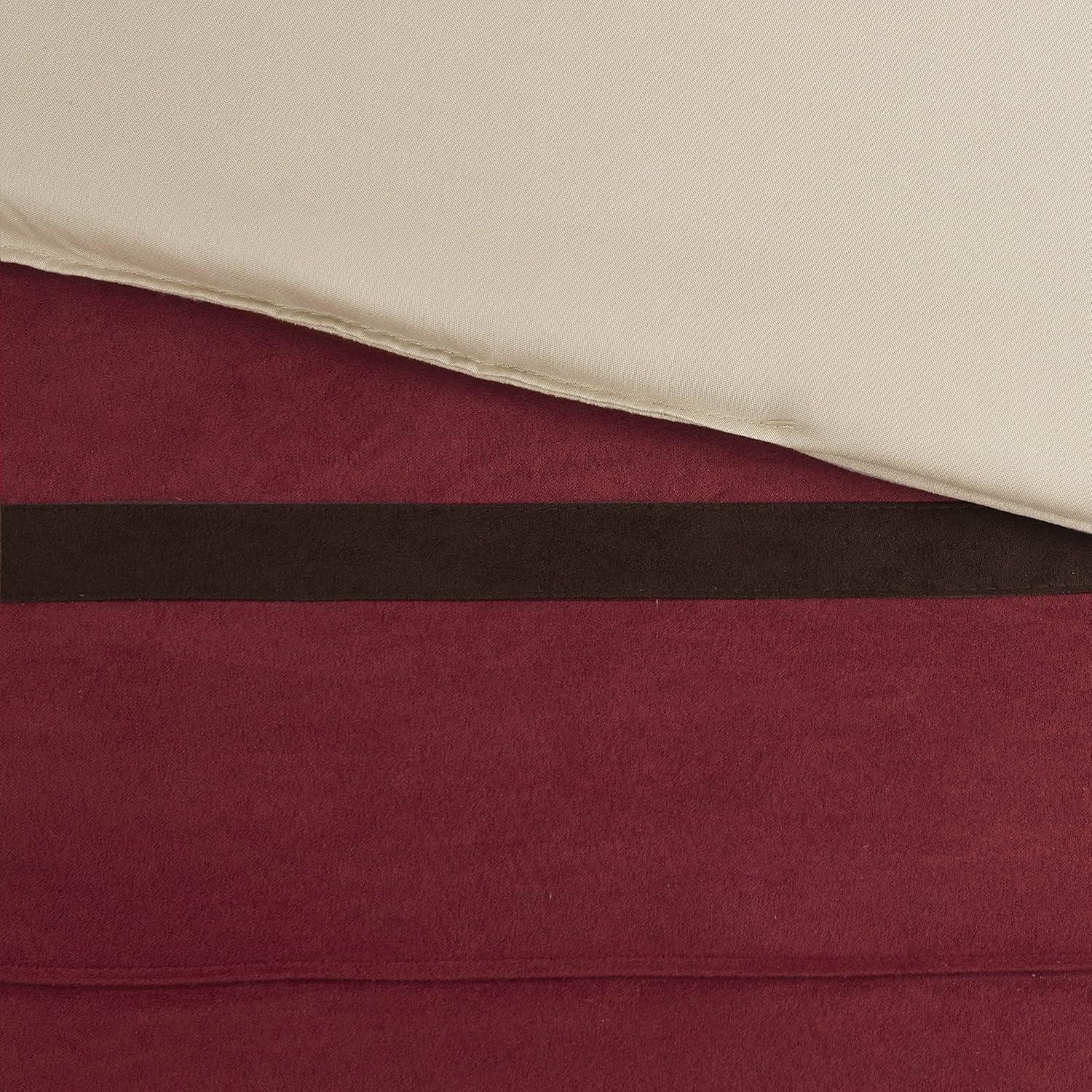 7pc California King Dakota Microsuede Comforter Set Red: Madison Park, Hypoallergenic, Embroidered, Machine Washable
