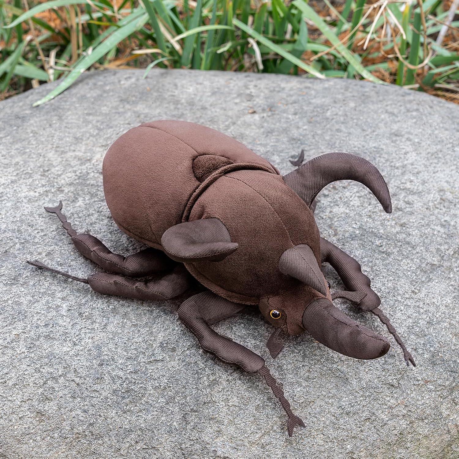 ZHONGXIN MADE Simulation Atlas Beetle Stuffed Plush Toy - 10" Realistic Chalcosoma Atlas Animal Insect, Soft Crustaceans Animals Model, Unique Beetle Toys Model Dolls Gifts for Kids