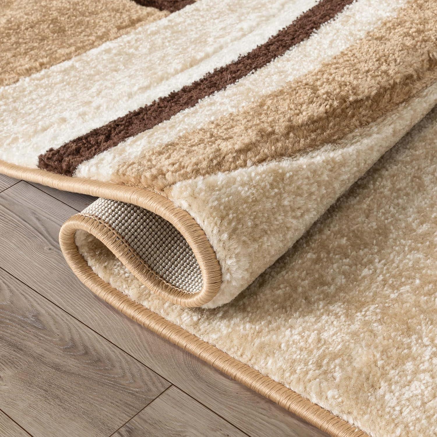 Well Woven Ruby Galaxy Waves Modern Geometric Ivory 3'11" x 5'3" Area Rug