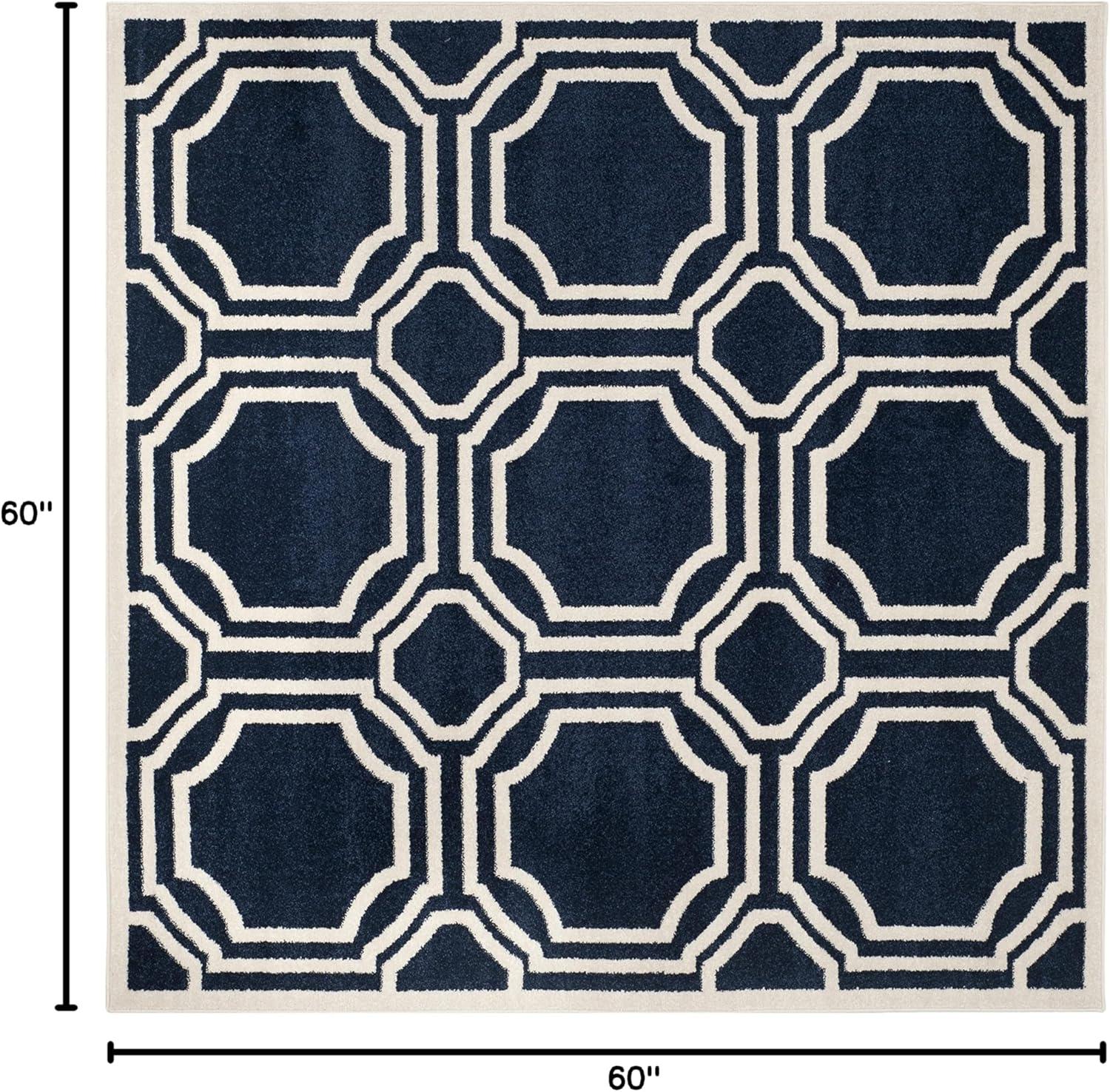 Amherst AMT411 Power Loomed Area Rug - Navy/Ivory - 5'x5' - Safavieh.