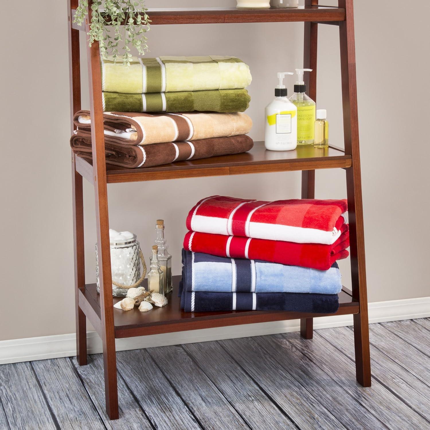 6-Piece Towel Set - Absorbent Cotton Bathroom Accessories with Bath Towels, Hand Towels, and Wash Cloths - Solid and Striped Towels by Lavish Home