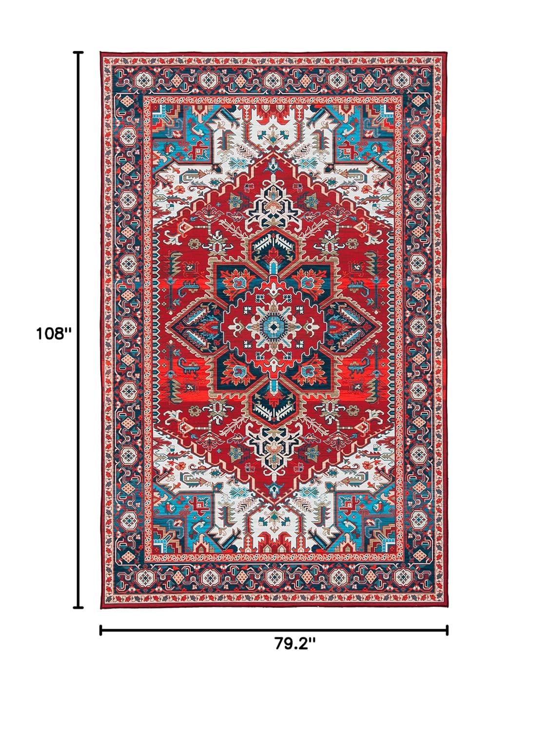 Tucson Vintage Persian TSN101 Power Loomed Machine Washable Skid-Resistant Indoor Area Rug - Red/Blue - 6'x9' - Safavieh