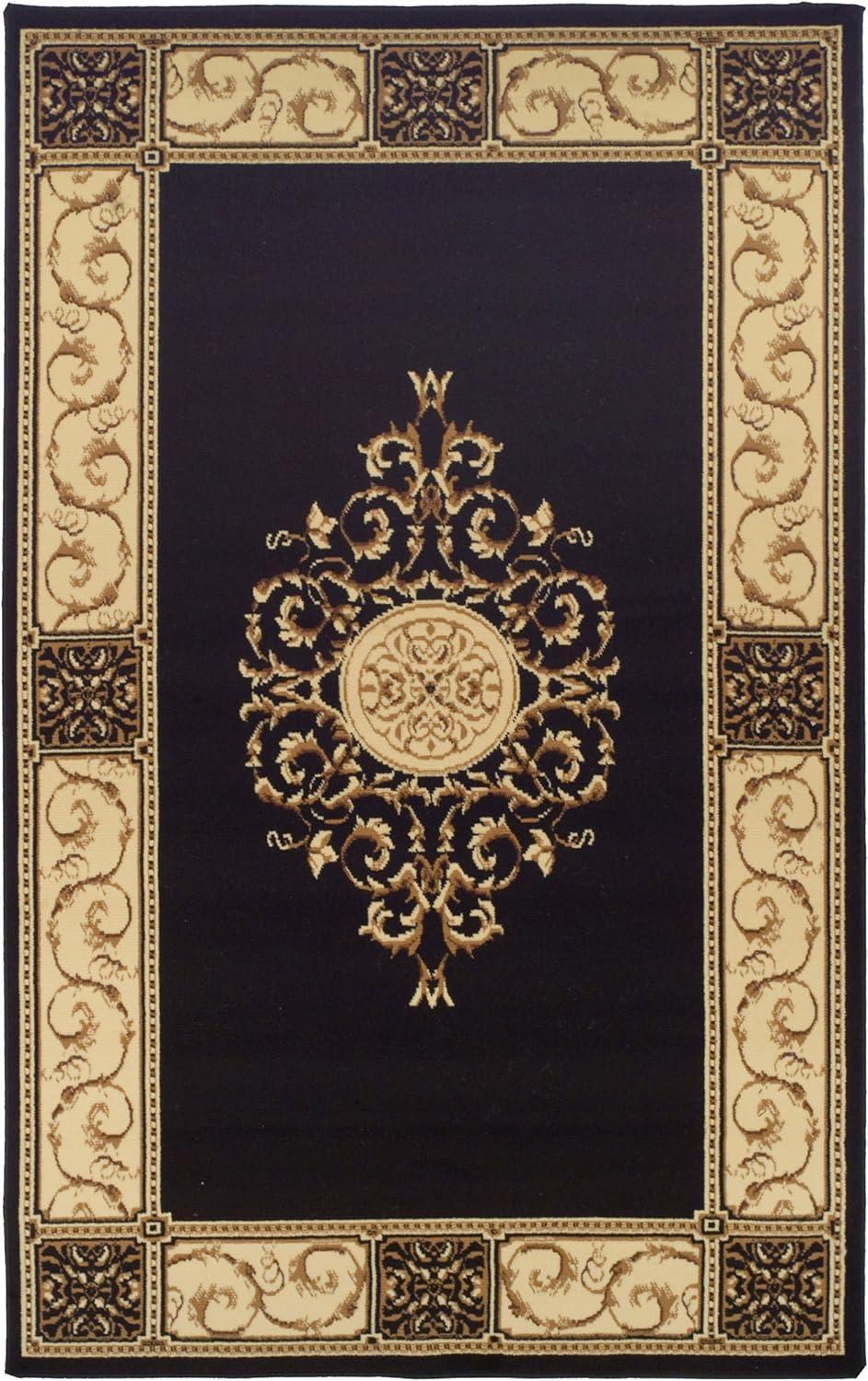 Elegant Floral Medallion Coffee 5' x 8' Synthetic Area Rug