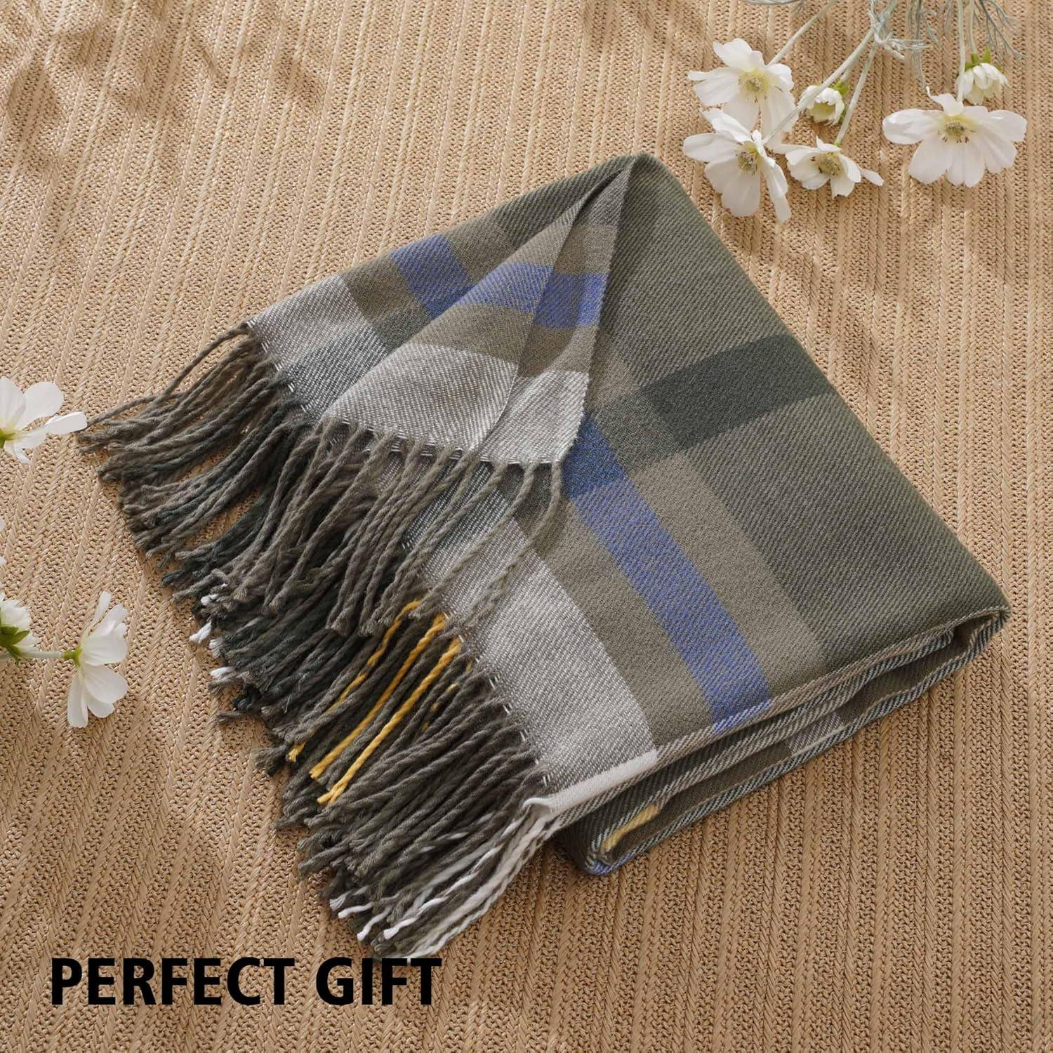 Battilo Classic Plaid Throw Blanket for Couch,Black&Beige,Buffalo Check Pattern Blanket for Picnic,50"x60"