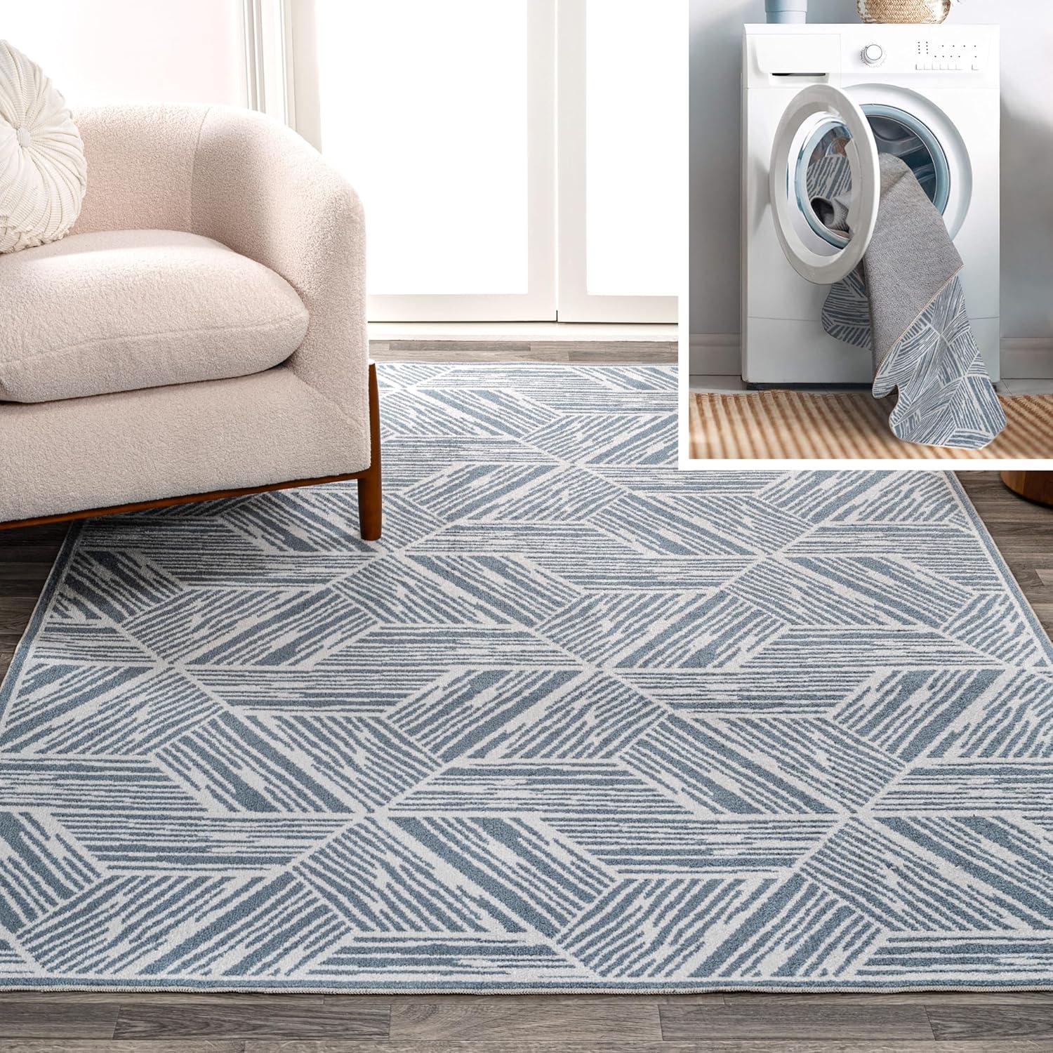 JONATHAN Y Vector Modern Coastal Geometric Machine-Washable Area Rug