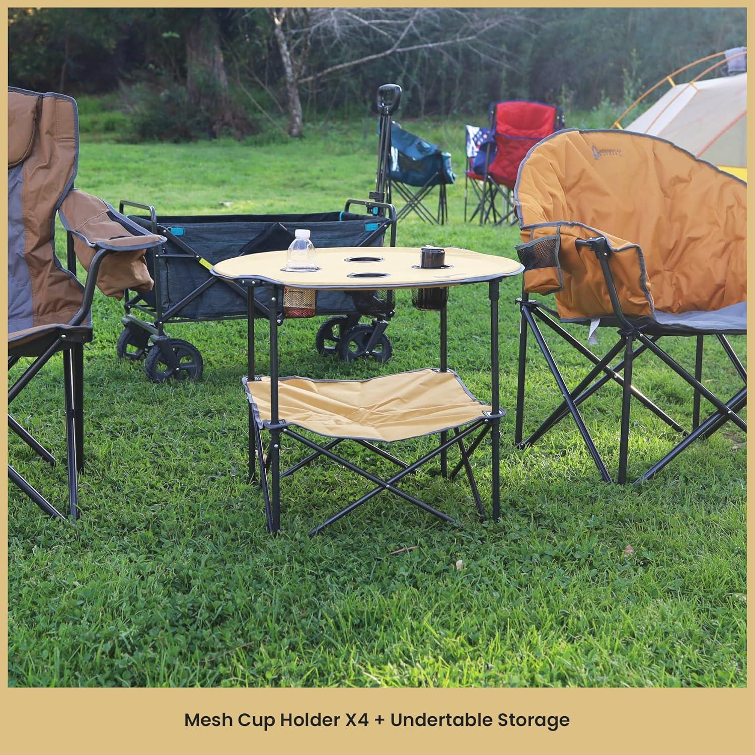 ARROWHEAD Outdoor Round Fabric Outdoor Folding Camping Table