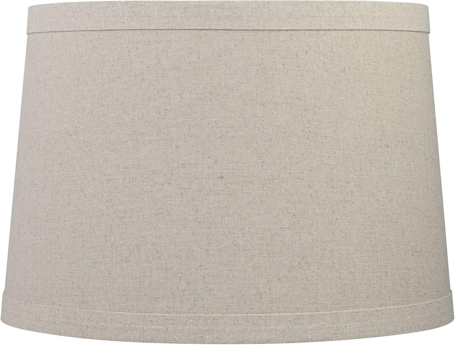 Springcrest Burlap Medium Drum Lamp Shade 14" Top x 16" Bottom x 11" High (Spider) Replacement with Harp and Finial