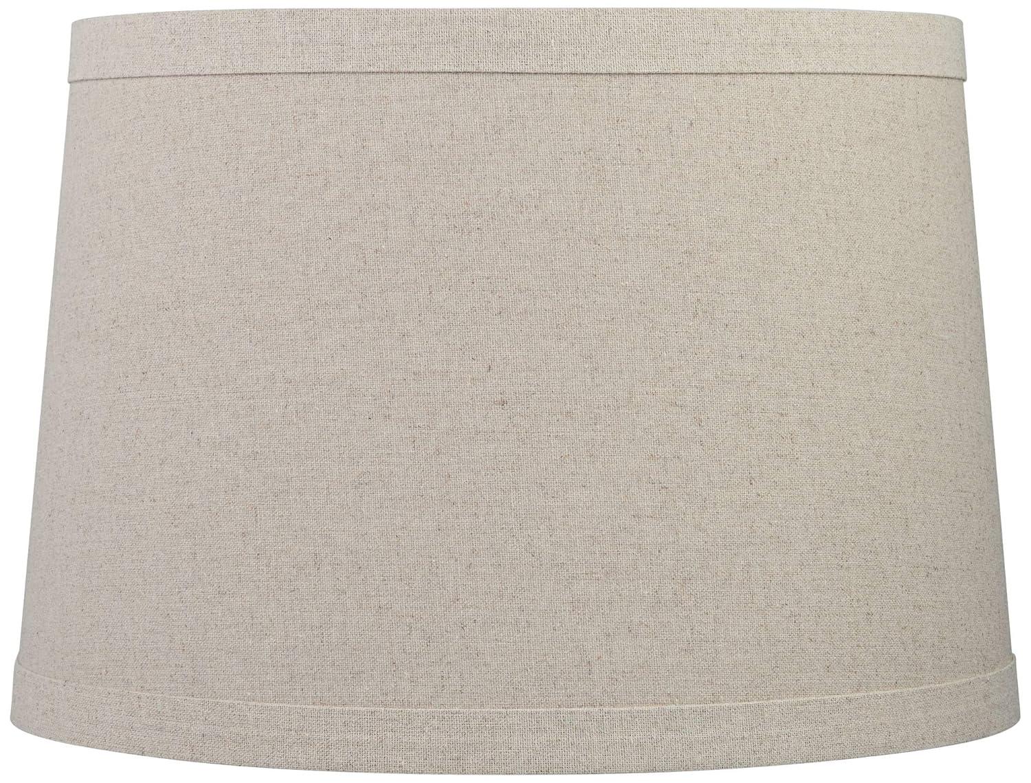 Springcrest Burlap Medium Drum Lamp Shade 14" Top x 16" Bottom x 11" High (Spider) Replacement with Harp and Finial