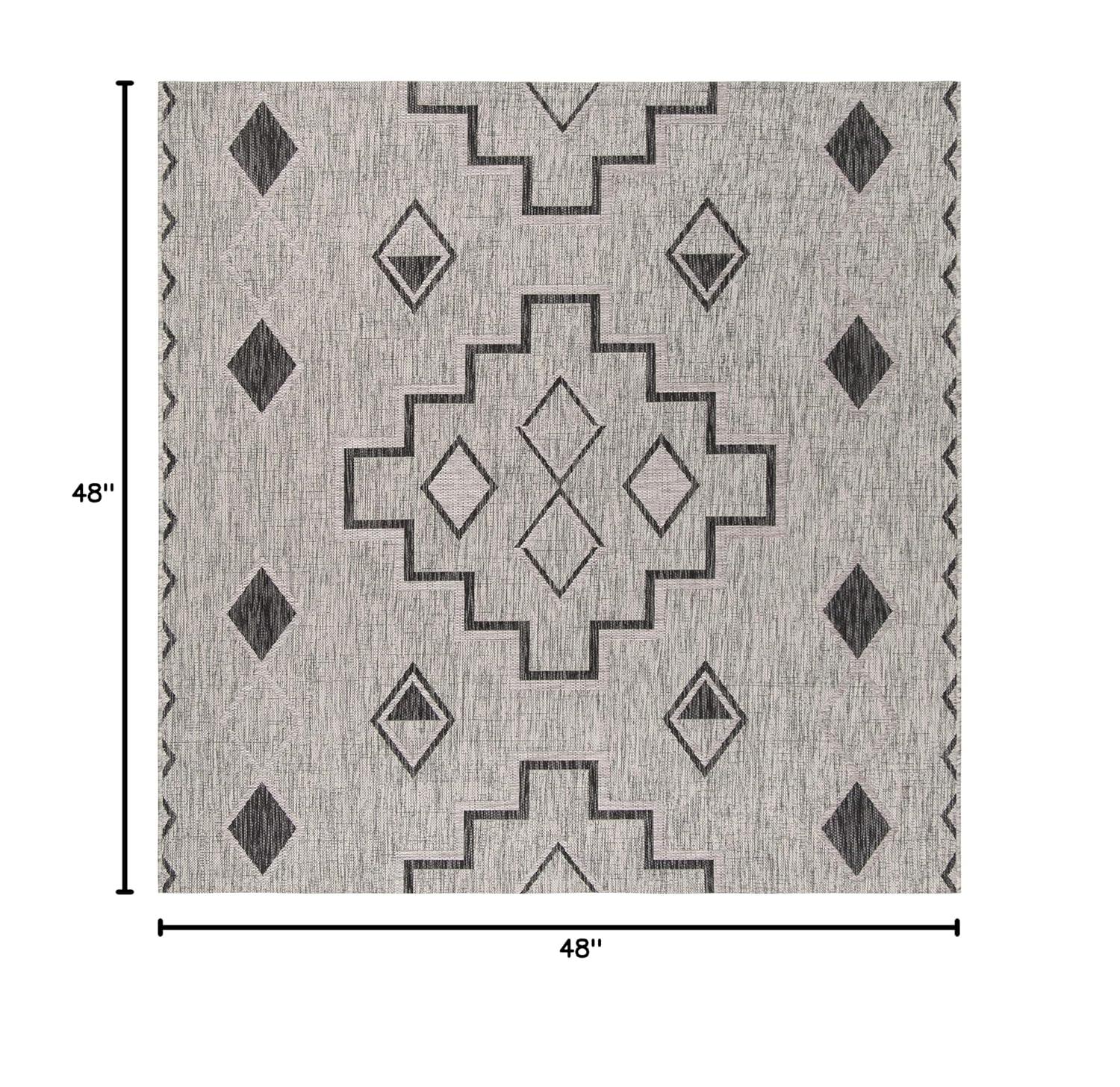 Courtyard CY8533 Power Loomed Indoor/Outdoor Area Rug - Grey/Black - 4'x4' - Safavieh.
