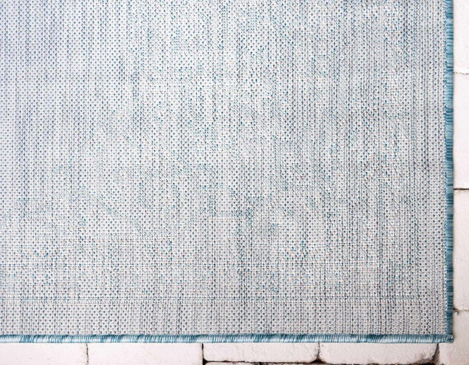 Unique Loom 7' 0 x 10' 0 Rectangle Indoor/Outdoor Traditional Light Aqua Area Rug