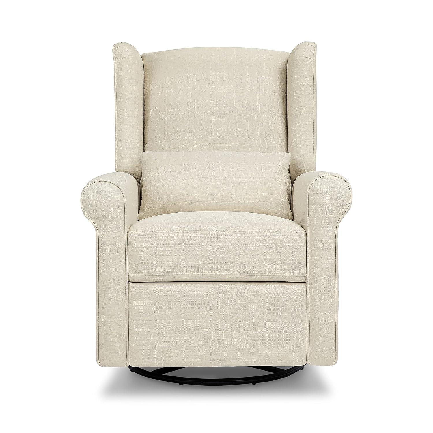 Natural Oat Swivel Recliner with Timeless Wingback Design