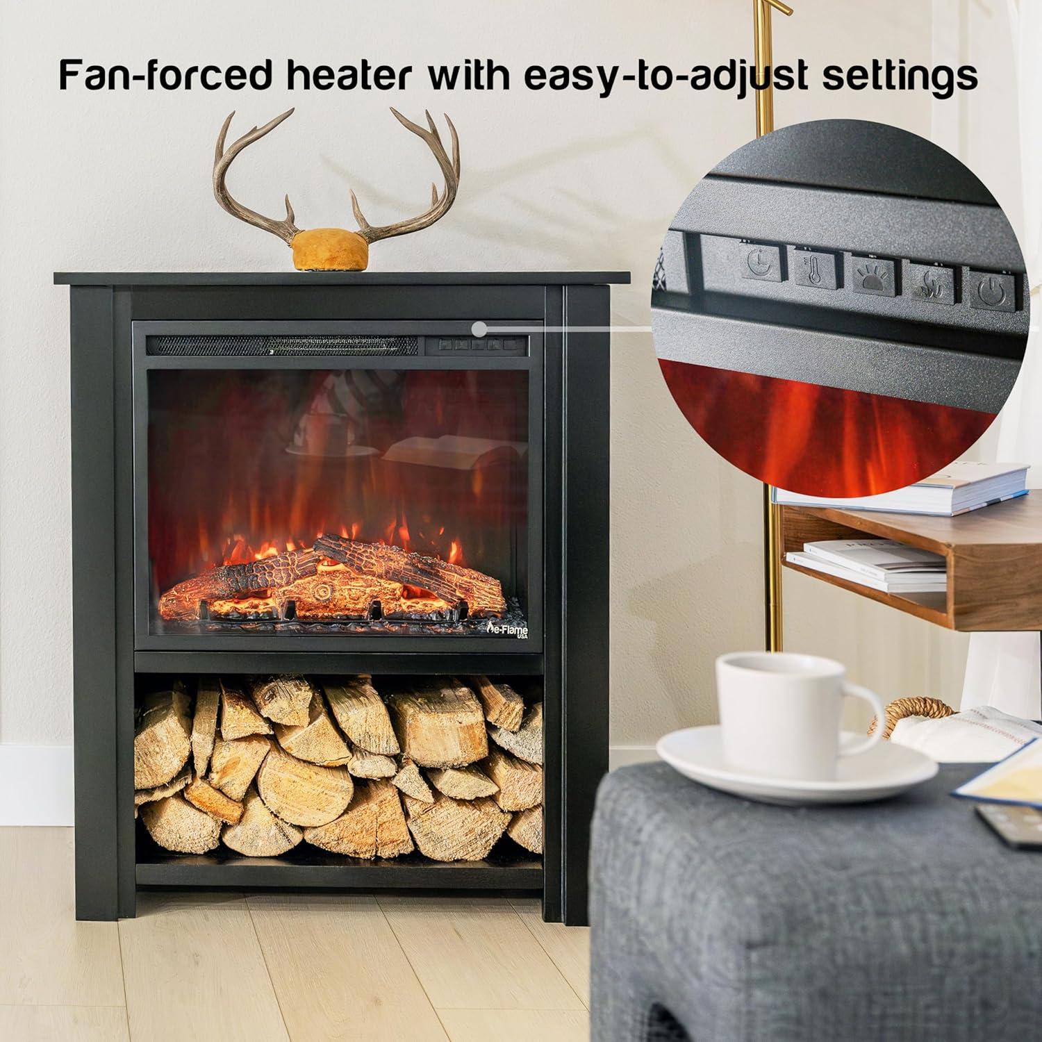 Innsbruck Electric LED Fireplace Stove - Décor Chimney Flue and Wood - 32" Wide x 38" Tall – Soot Black Finish - New 2024