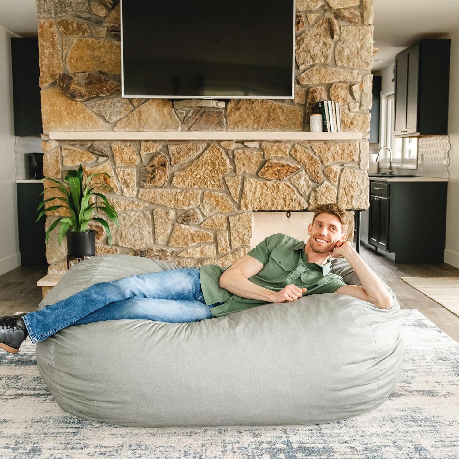 Big Joe Extra Large Memory Foam Bean Bag Sofa with Soft Removable Cover