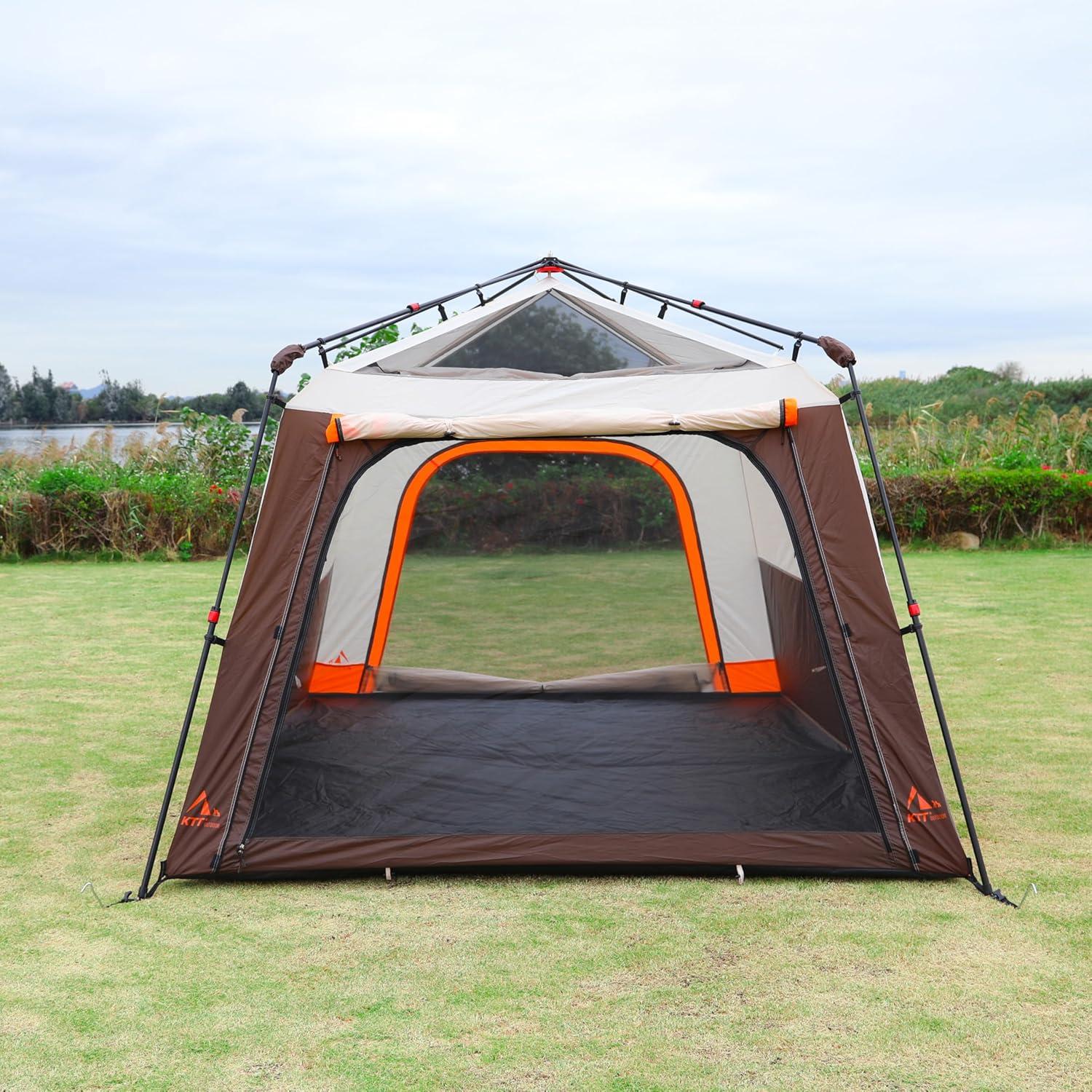 Large Gray and Orange Waterproof 6-Person Cabin Tent