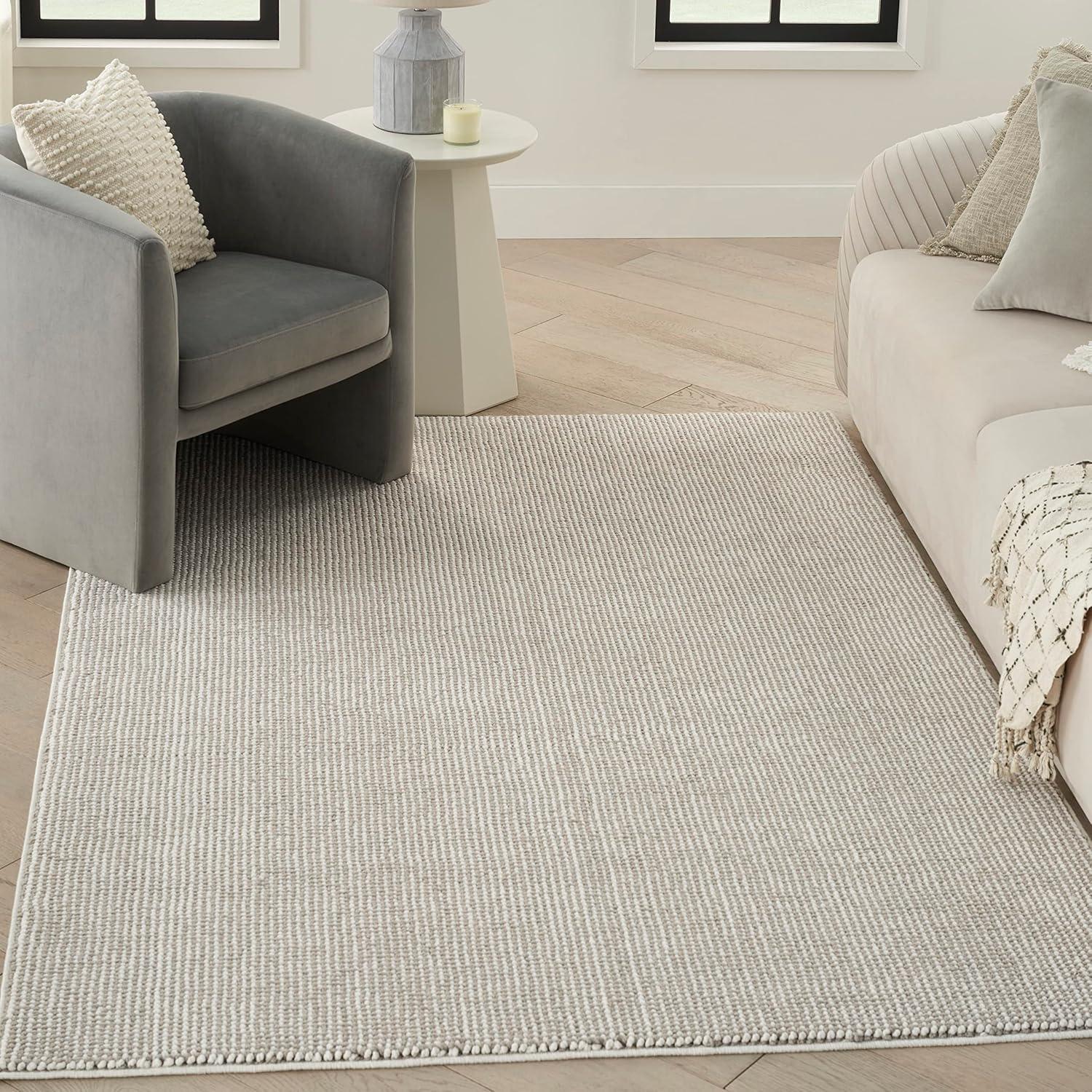 Ivory Mocha 5' x 7' Rectangular Synthetic Stripe Rug