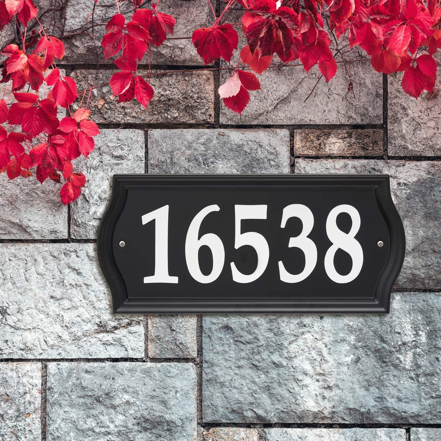 Black Powder-Coated Metal Reflective Address Plaque