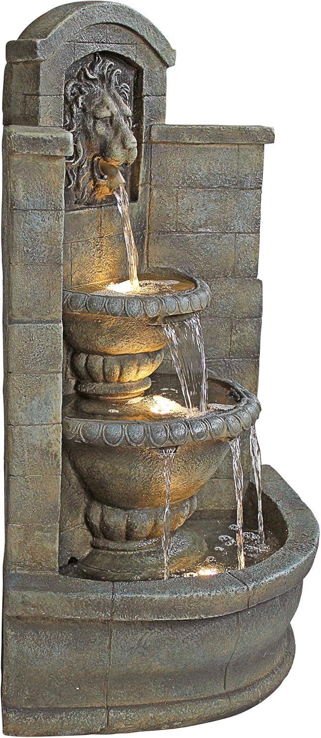 Astoria Grand Saint Remy Lion Corner Fountain with LED Lights
