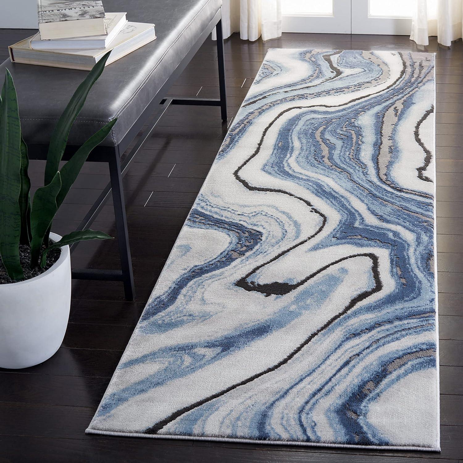 Craft CFT819 Loomed Indoor Runner Rug - Blue/Grey - 2'3"x14' - Safavieh
