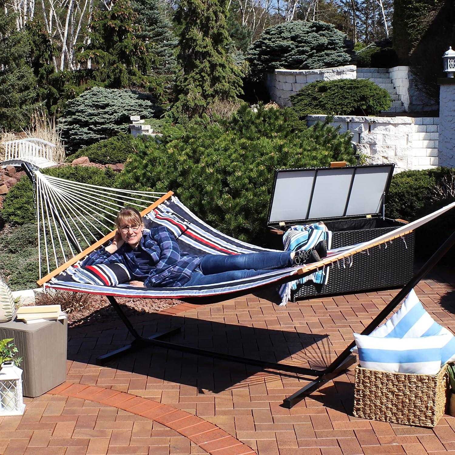 2-Person Quilted Polyester Spreader Bar Hammock
