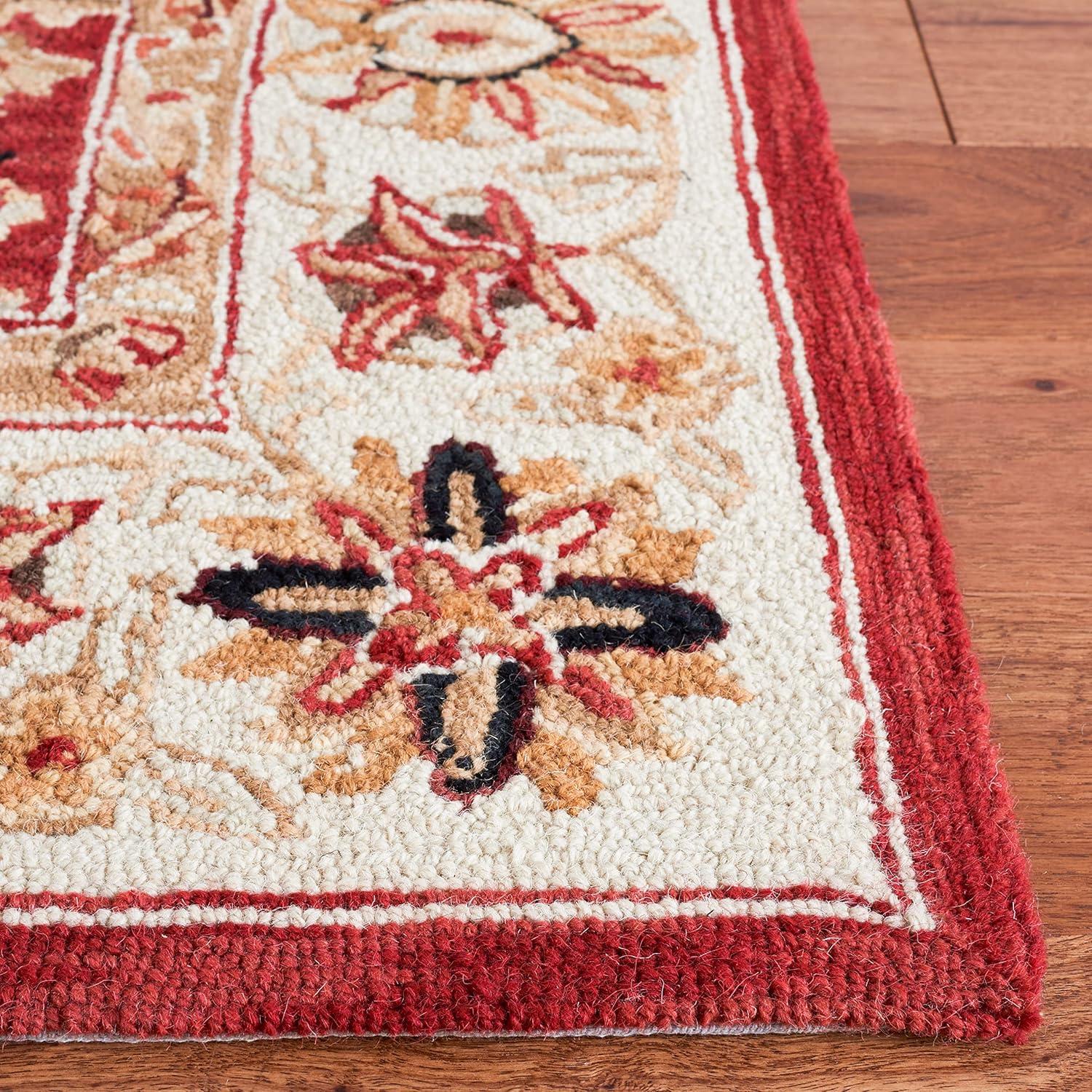 Chelsea HK157 Hand Hooked Area Rug - Red/Ivory - 5'3"x8'3" - Safavieh.