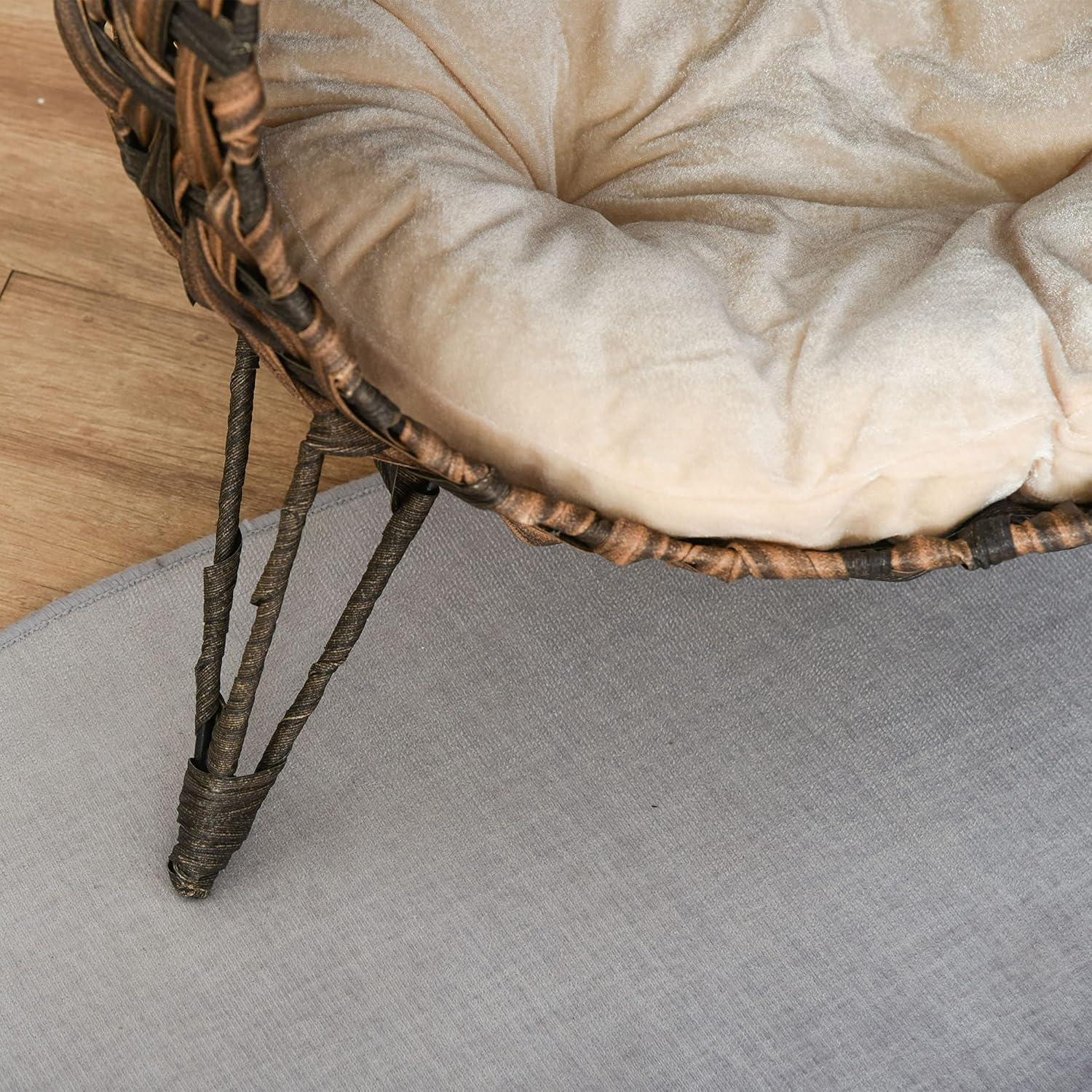 Hand-Woven Brown Rattan Elevated Cat Bed with Cushion