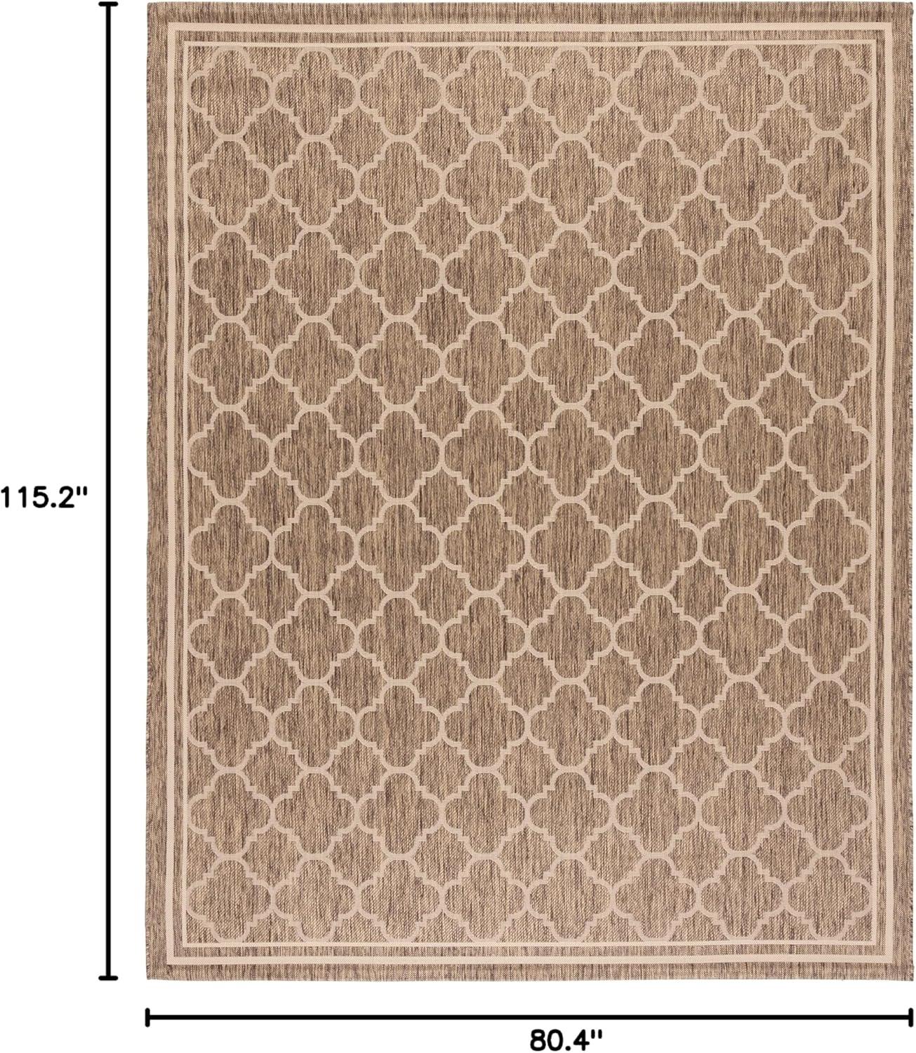 SAFAVIEH Courtyard Alina Geometric Indoor/Outdoor Area Rug, 6'7" x 9'6", Brown/Bone