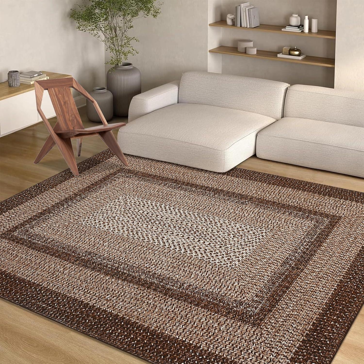 Bungalow Rose 8X10 Braided Print Area Rug Washable Rug