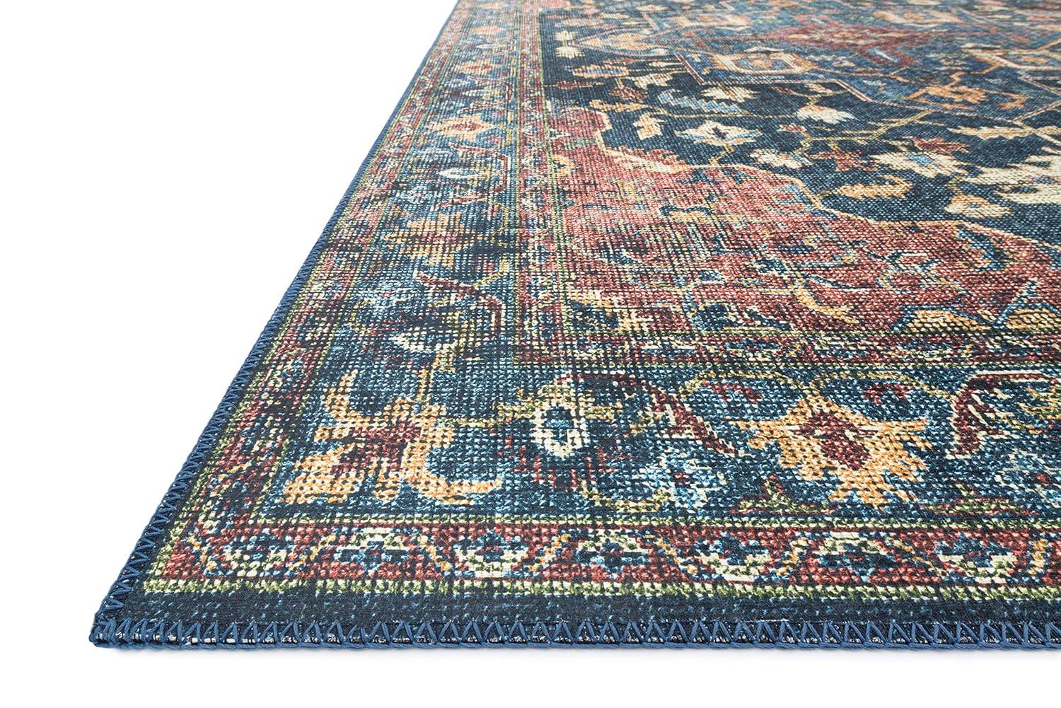 Loloi II Skye Collection SKY-08 Denim/Brick 6'-0" x 6'-0" Round Area Rug
