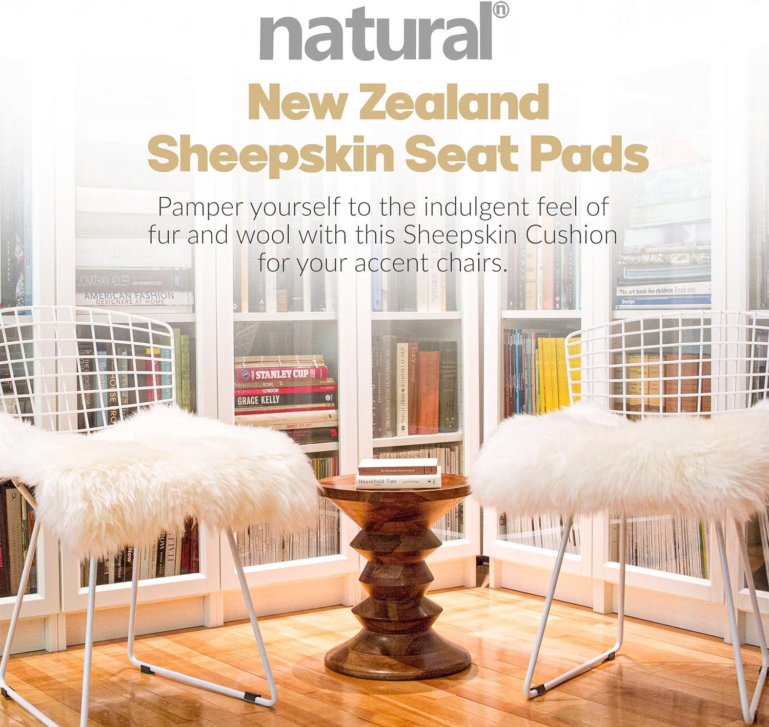 Natural   Zealand Sheepskin Chair Pad  4-Piece  17"x17"