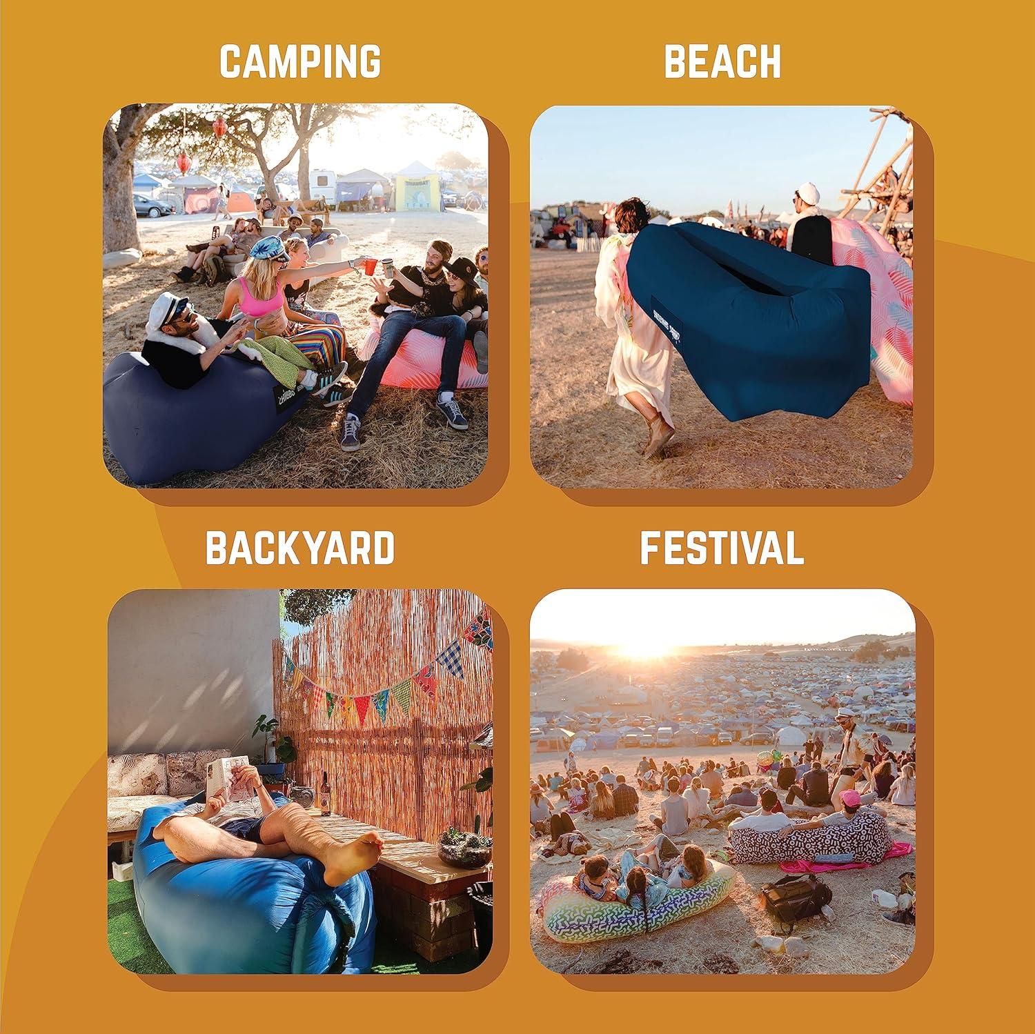 Chillbo Shwaggins Inflatable Couch – Cool Inflatable Chair Easy Setup is Perfect for Hiking Gear, Beach Chair and Music Festivals. (Royal Blue)