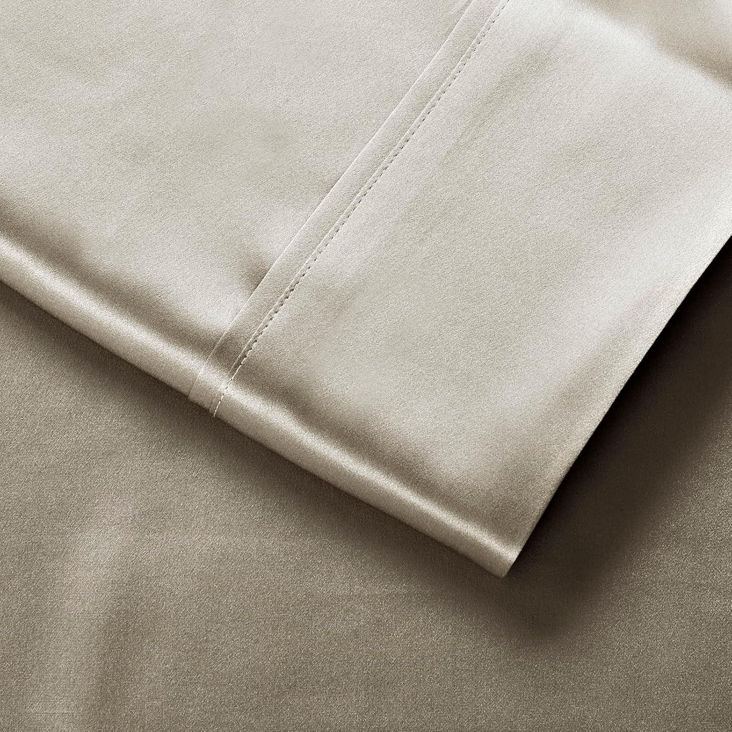 Lanest Housing Silk Satin Sheets, Full Size Satin Bed Sheet Set with Deep Pockets, Cooling Soft and Hypoallergenic Satin Sheets Full - Taupe