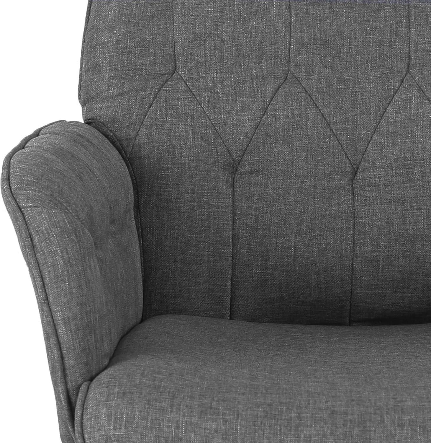 Modern Upholstered Tufted Office Chair with Arms Gray - Techni Mobili