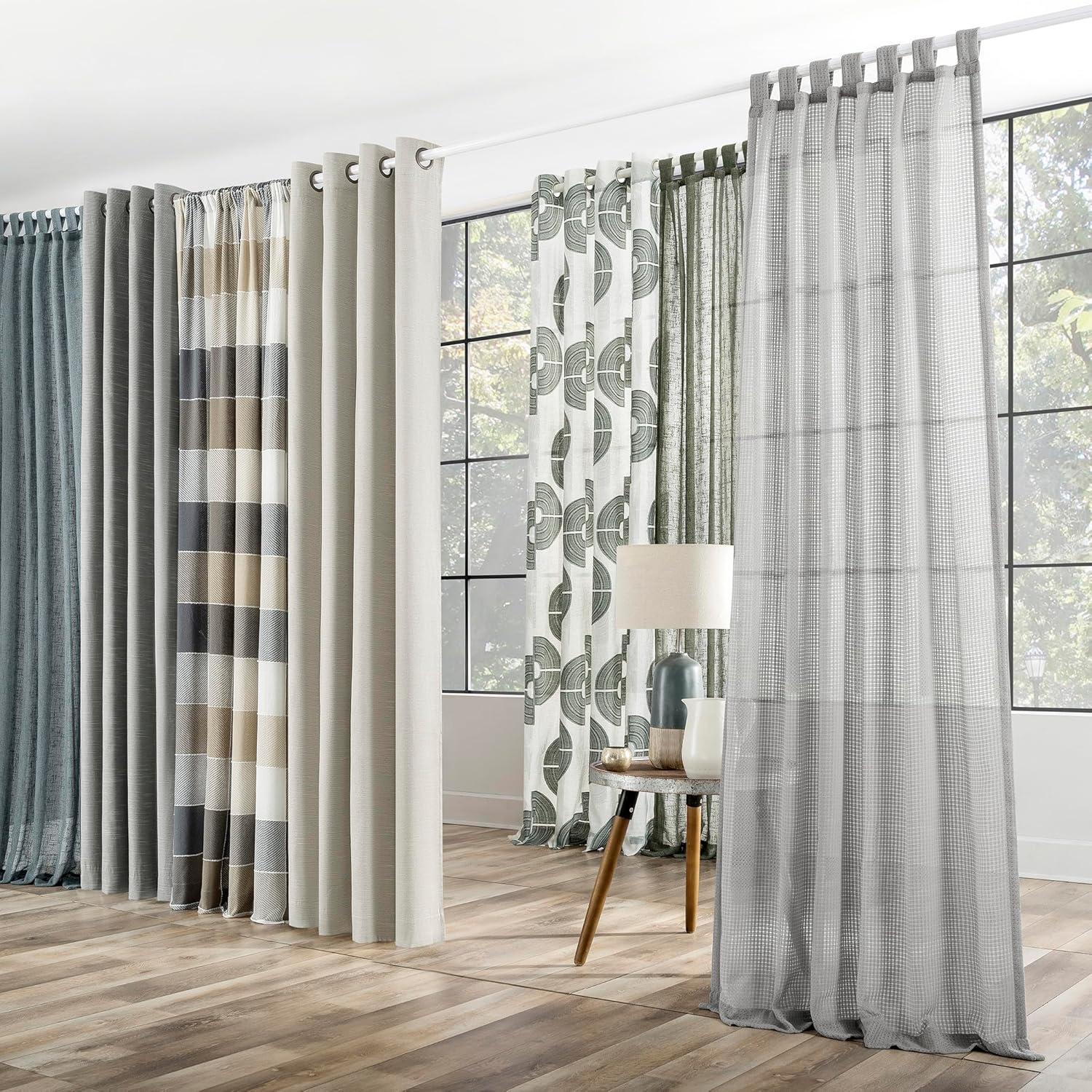 50"x96" Archaeo Total Blackout Textured Linen Blend Grommet Top Curtain Panel Gray: Modern Noise Reduction, Thermal Insulated