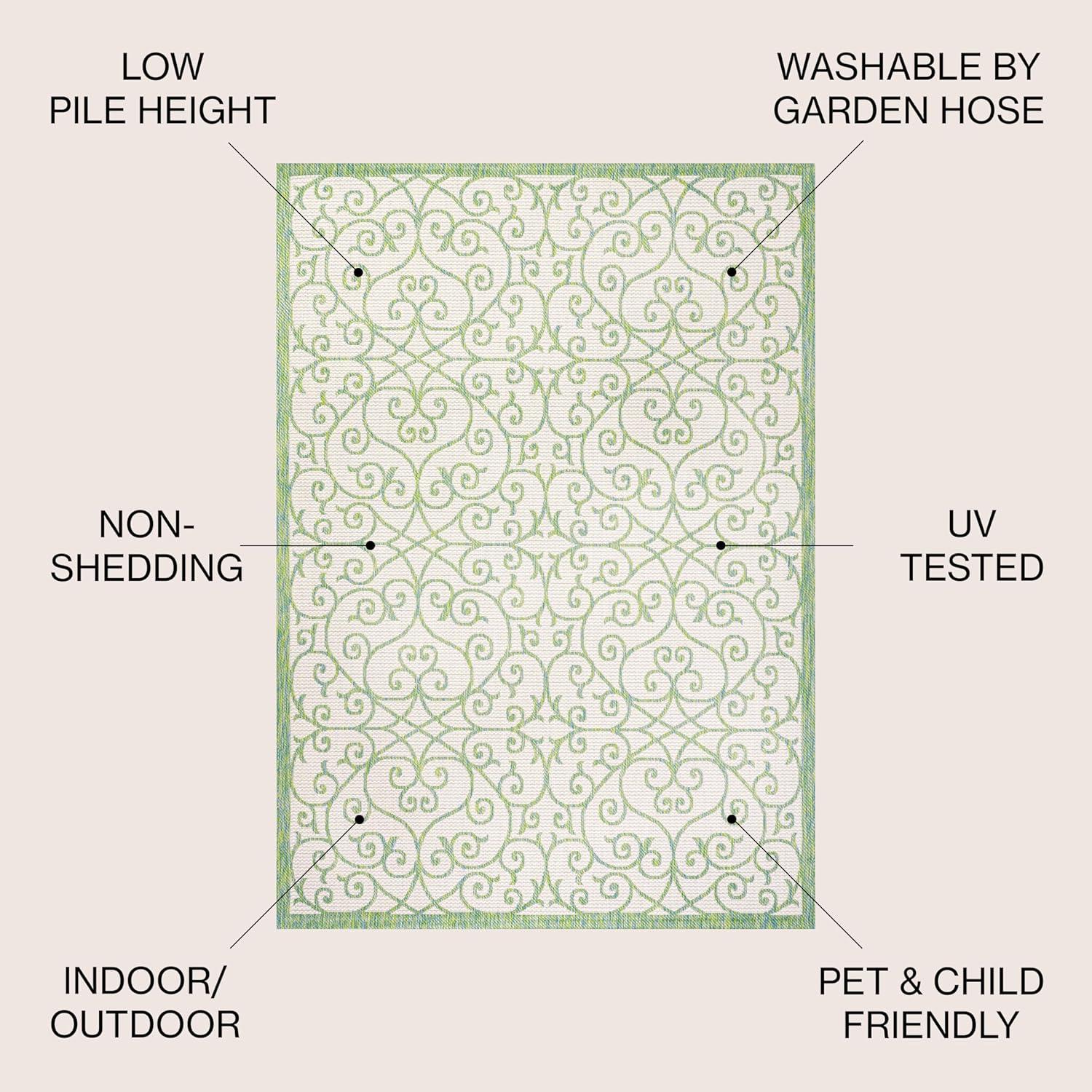 Madrid Vintage Filigree Textured Weave Indoor/Outdoor Area Rug - JONATHAN Y