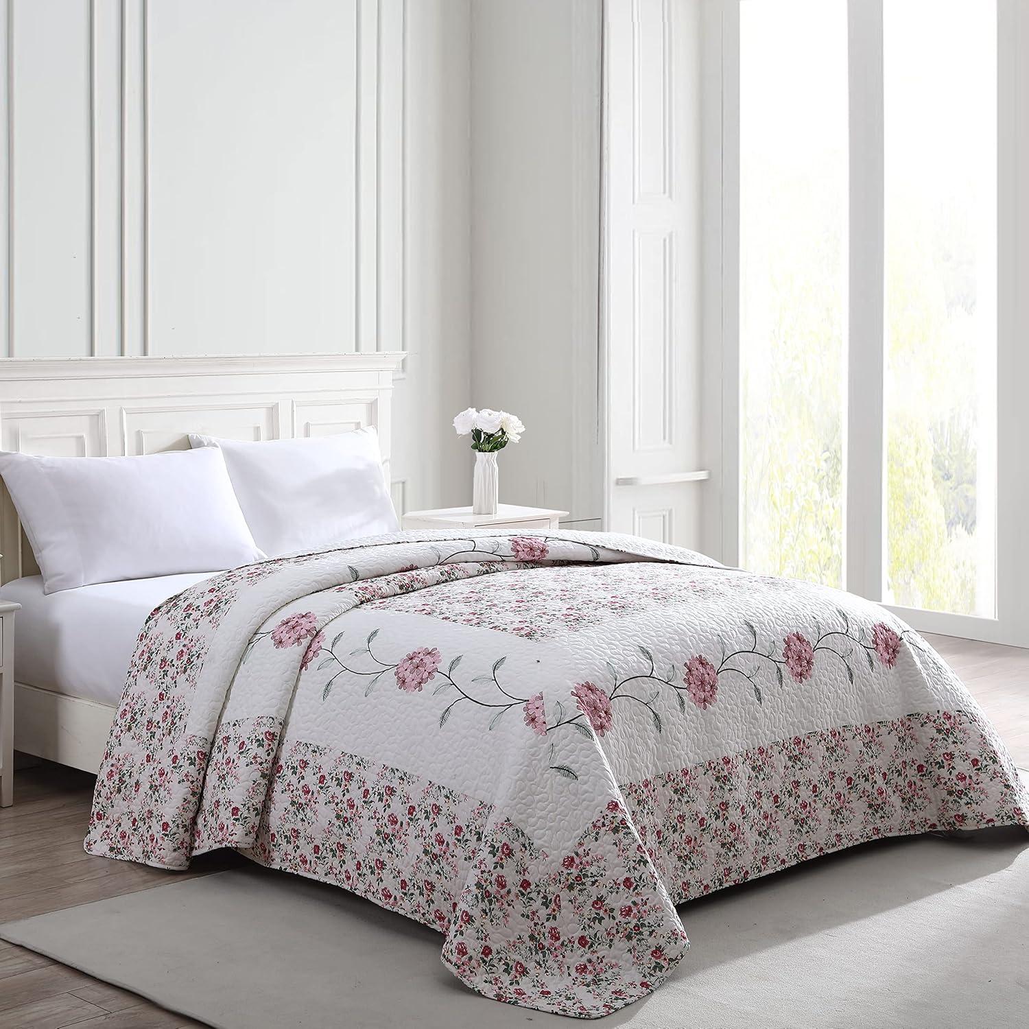 King Rose Microfiber Floral Lightweight Bedspread