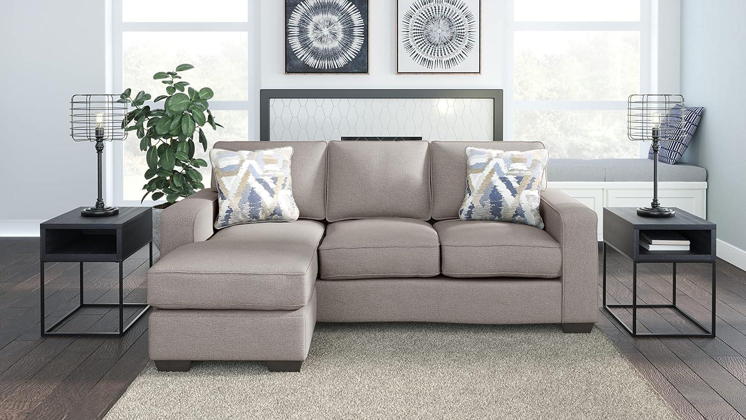 Gray Fabric Stone Sofa Chaise with Removable Cushions