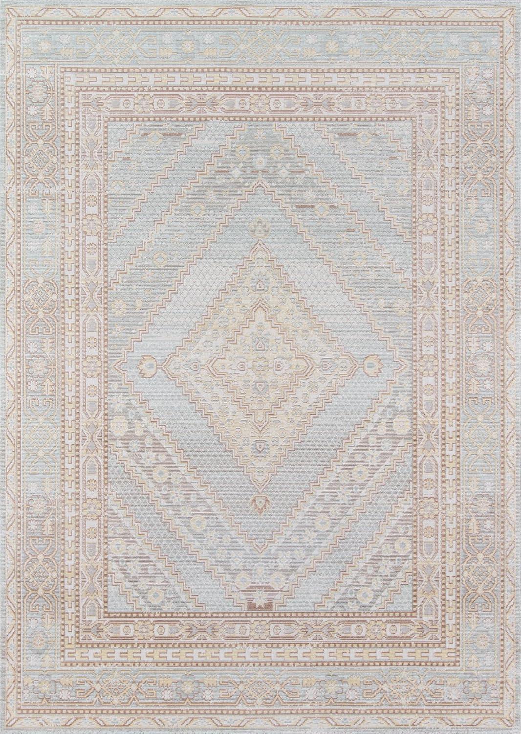 4'x6' Shapes Geometric Loomed Area Rug Blue - Momeni: Modern Indoor Low Pile Rectangle, Spot Clean, Polyester