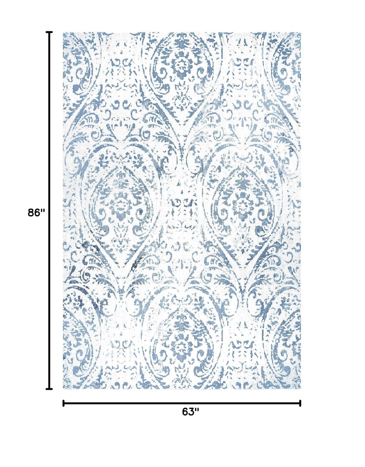 Nicole Miller New York Patio Sofia Juniper Paisley Indoor/Outdoor Area Rug, Ivory/Blue