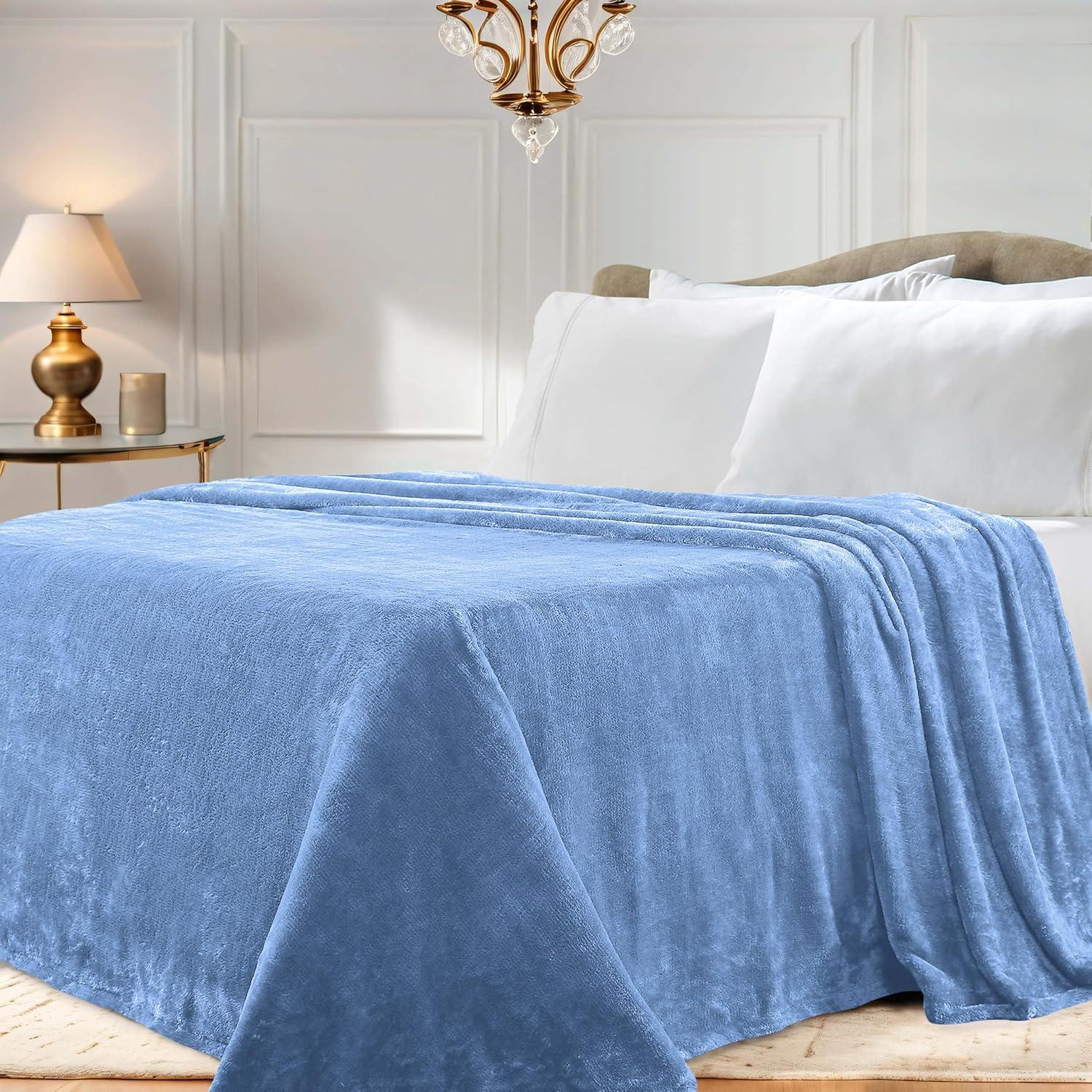 Superior Solid Polyester Reversible All-Season Fleece Throws Blanket