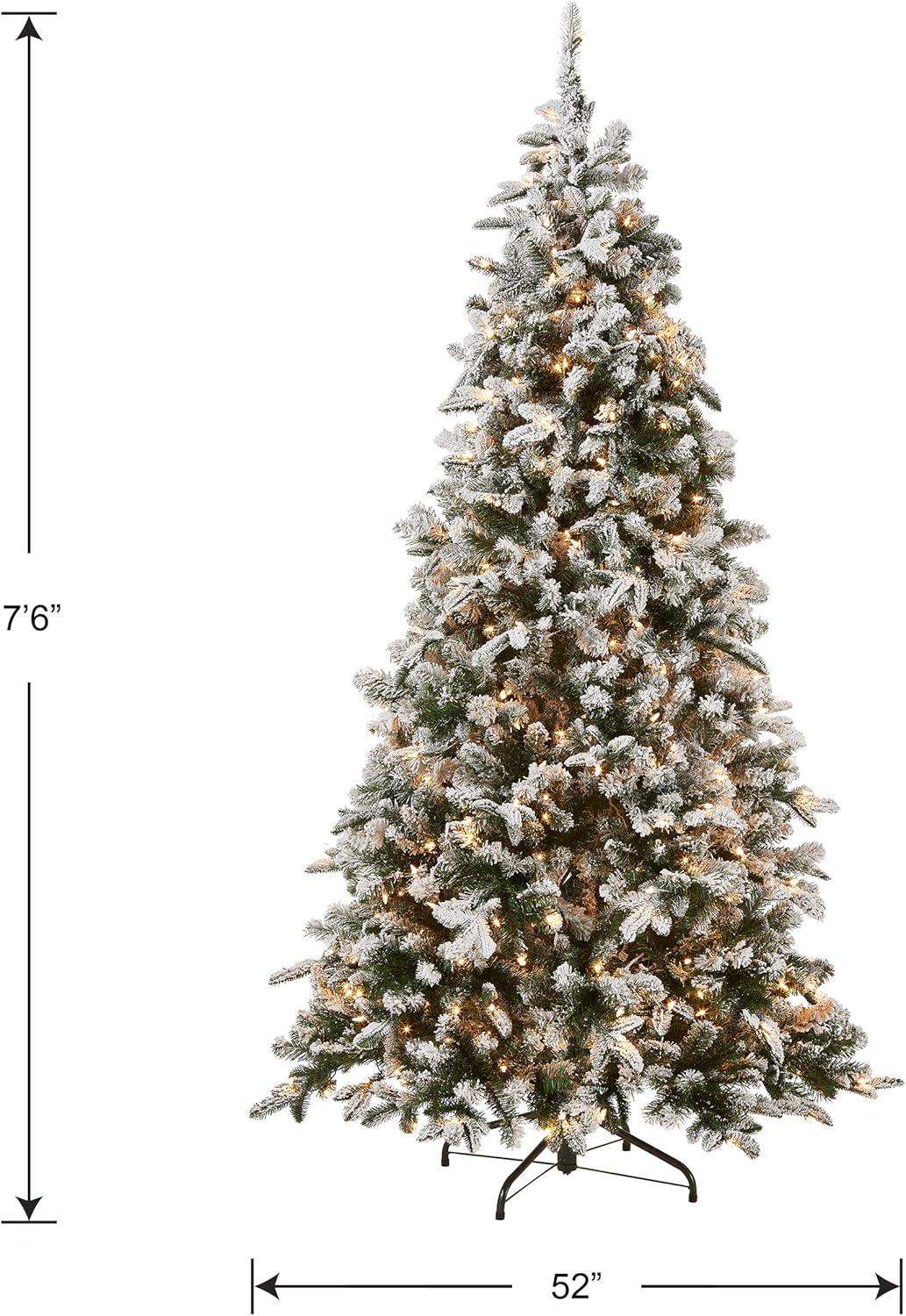 Prelit Flocked Medium Everest Fir Artificial Christmas Tree Clear Lights - National Tree Company