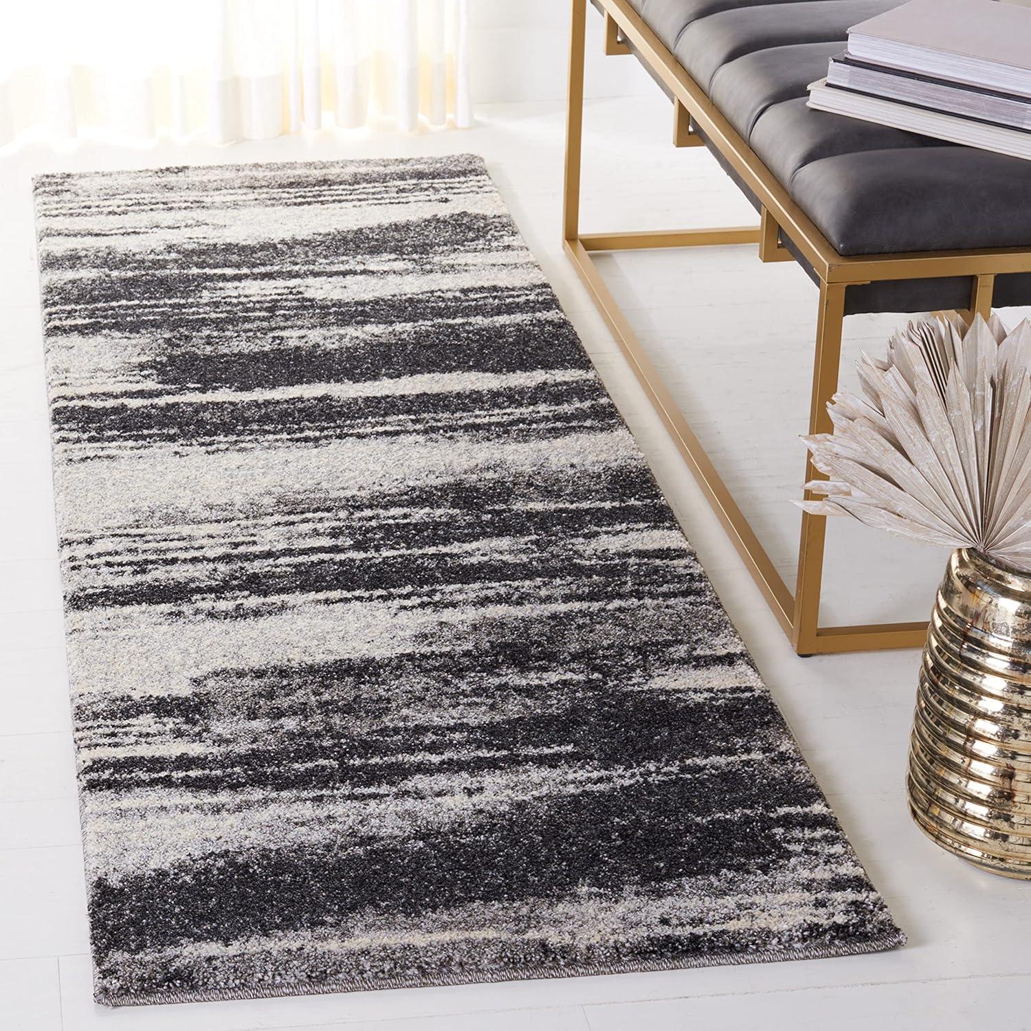 Retro RET2693 Power Loomed Indoor Runner Rug - 2'3"x11' - Dark Grey/Light Grey - Safavieh