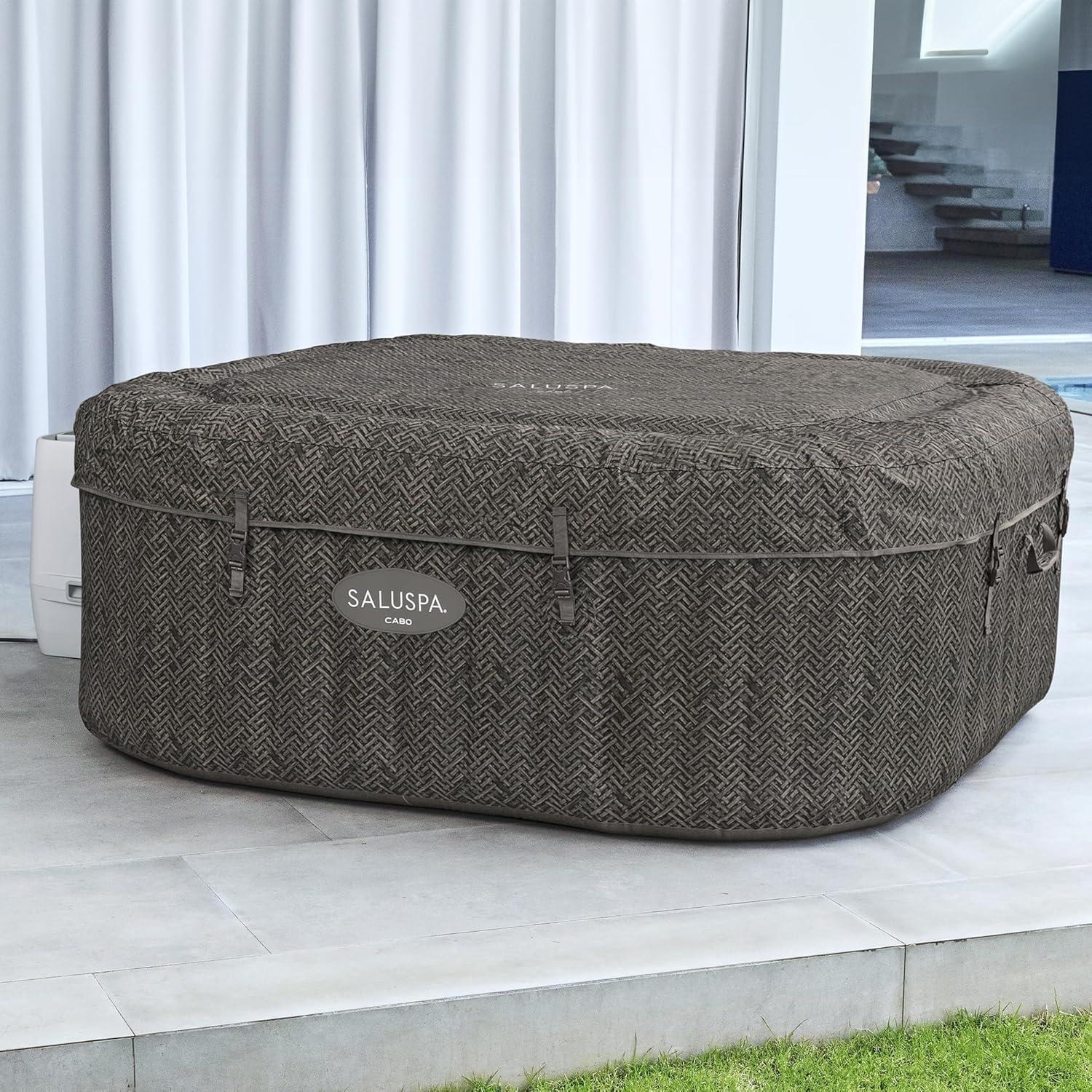 Brown Square Inflatable Hot Tub with 140 AirJets