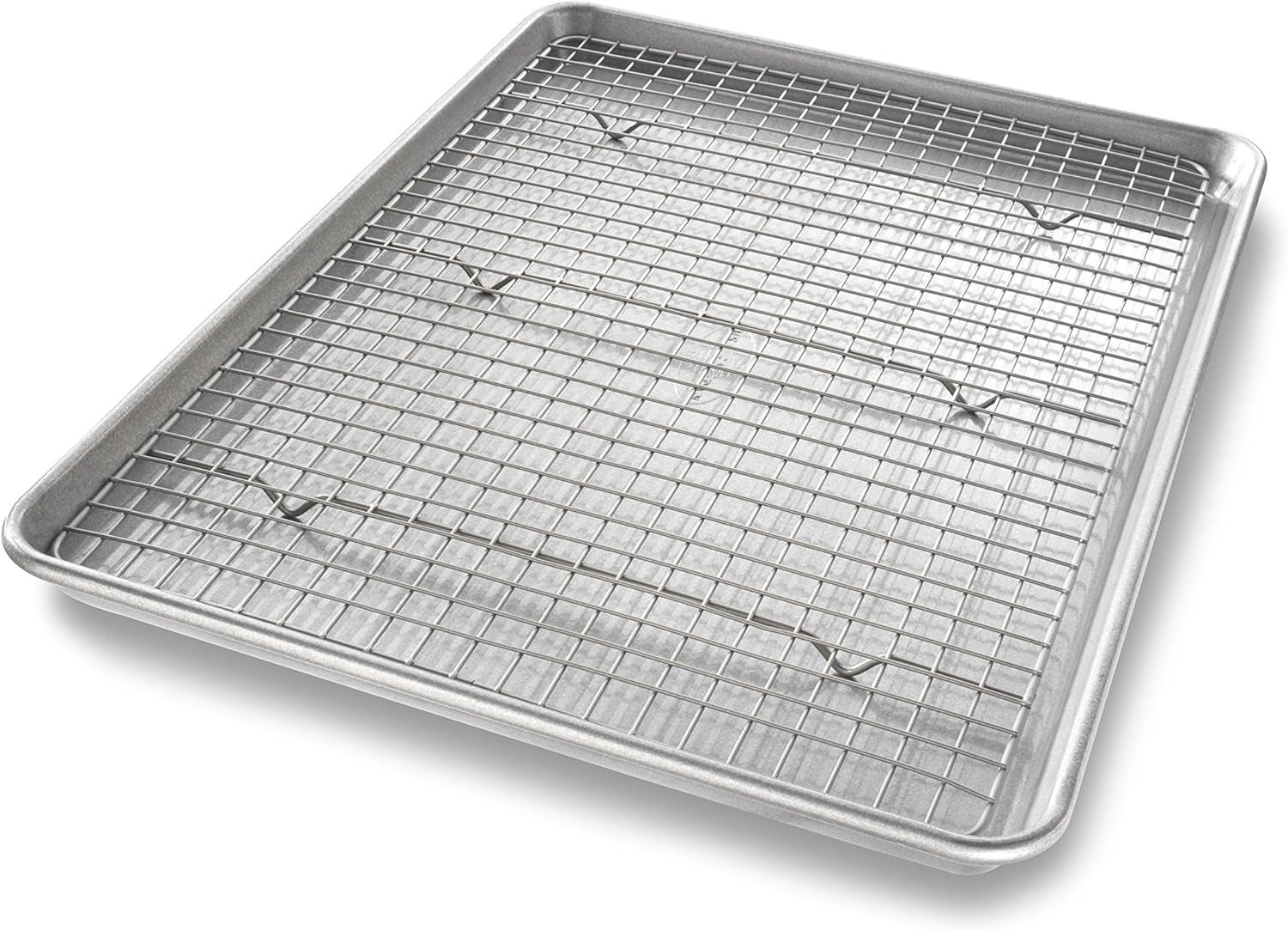 Silver Nonstick Half Sheet Pan with Cooling Rack Set