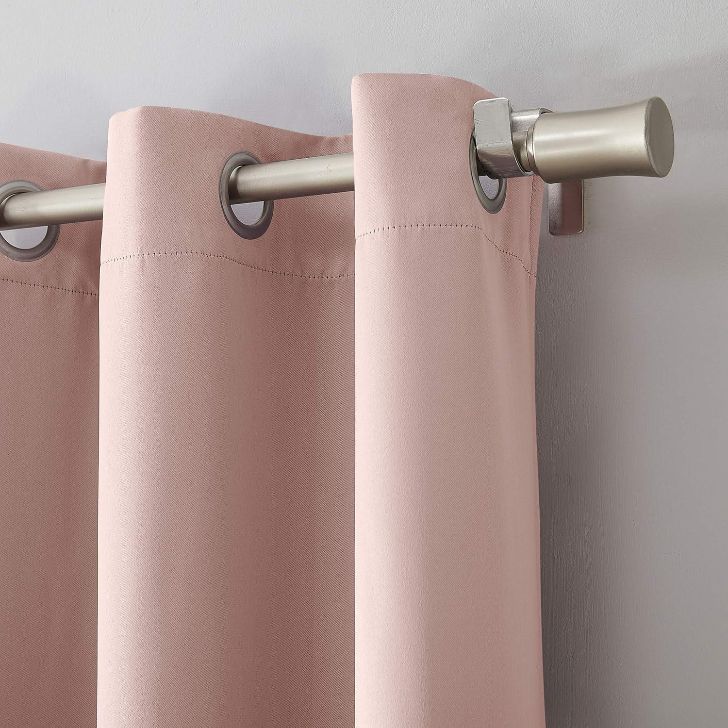 40"x95" Sun Zero Blackout Riley Kids' Bedroom Grommet Curtain Panel Blush: Noise Reduction, Energy Efficient