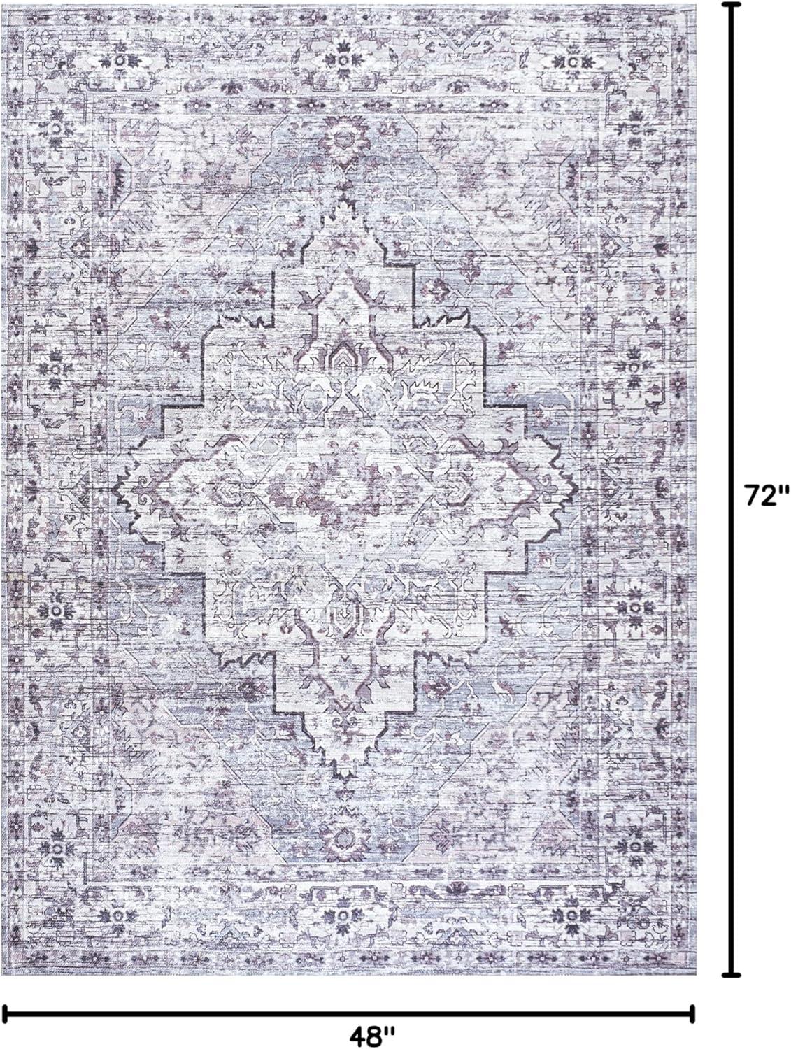 Didim Boho Gray Medallion Washable Area Rug - JONATHAN Y