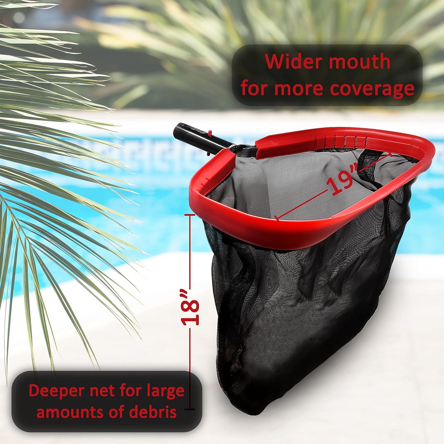 Skimlite SP400 Leaf Skimmer Net for Pool Cleaning, 19 Inch Heavy Duty Fine Mesh Net, Reinforced Frame, Pool Maintenance Rake Cleaner Equipment Debris Collector for Inground Pool Pond Hot Tub Spa