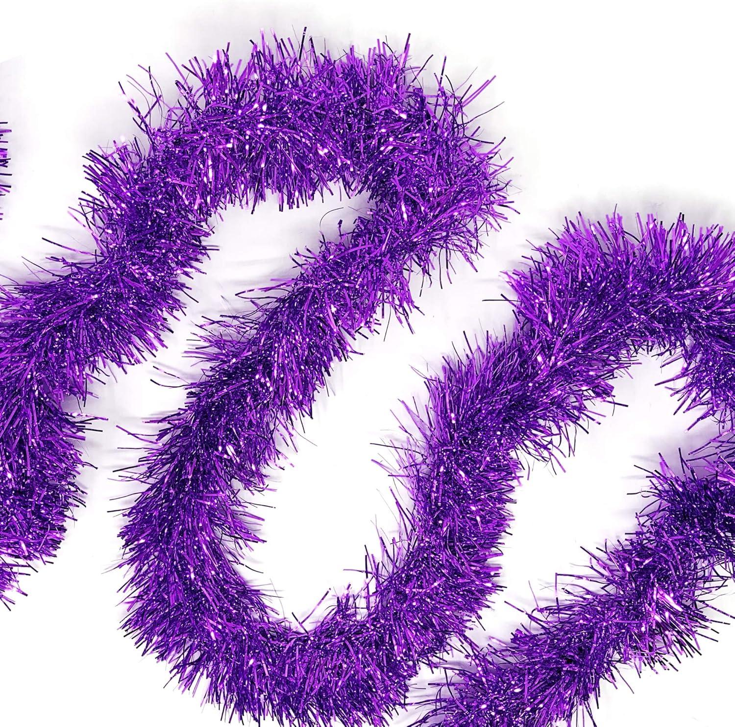 hcuribad Event & Party 50 Feet Christmas Foil Garland Decoration for Holiday Tree Walll Rail Home Event Purple