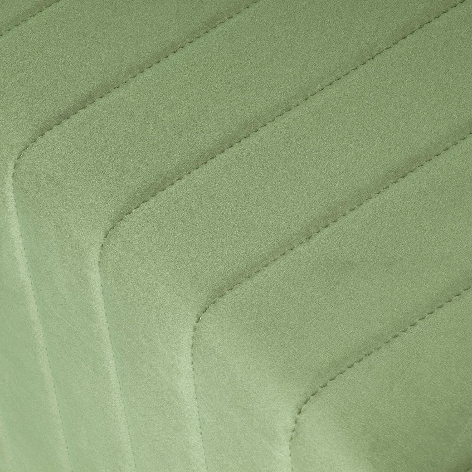 HomePop Modern Channel Ottoman Green Velvet: Luxury Glam Style, Plywood & MDF, No Assembly Required