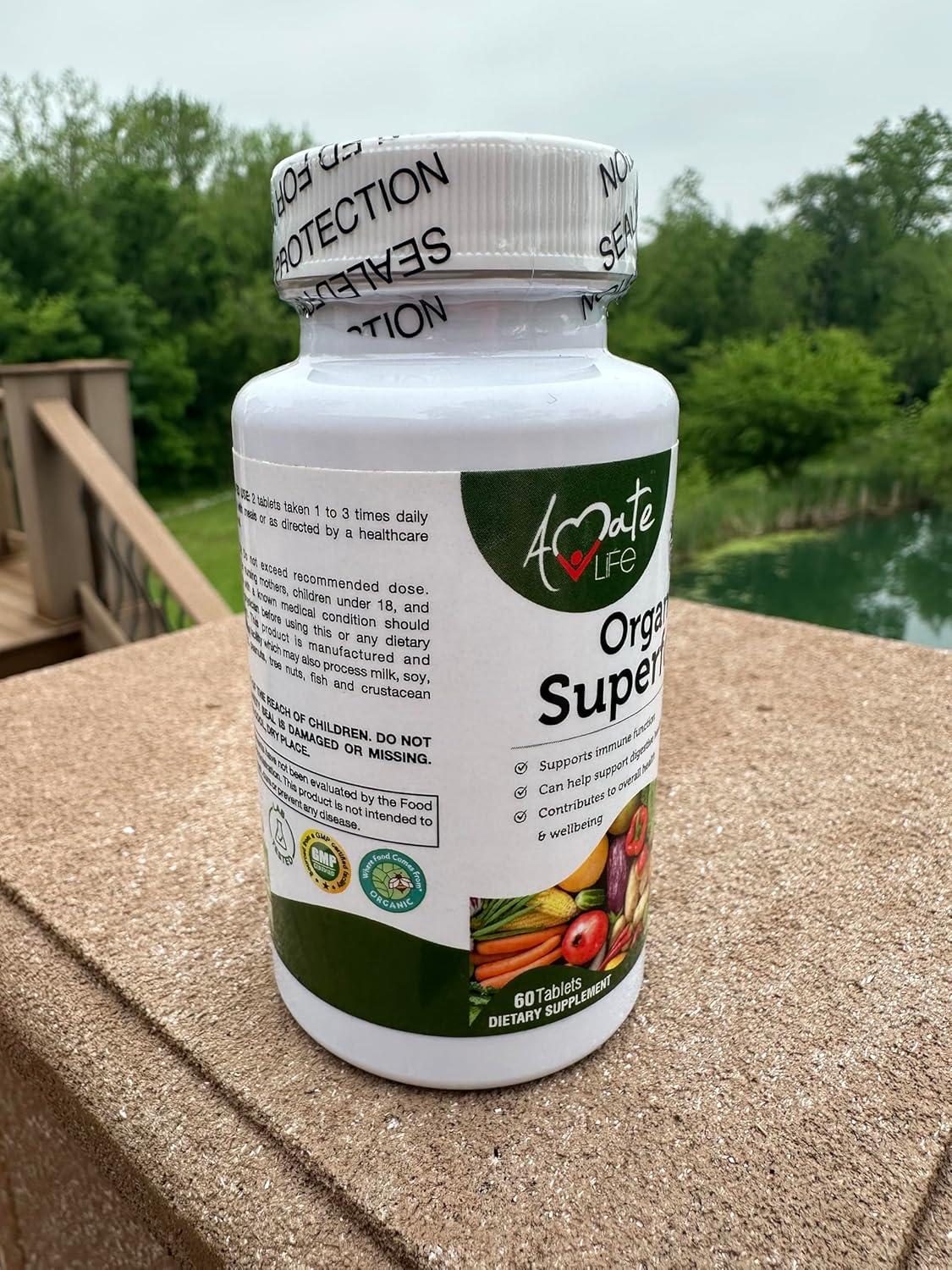 Organic Superfood Greens Fruits and Veggies Complex - Dietary Supplement with 14 Greens and 14 Fruits & Vegetables with Alfalfa Rich in Antioxidant Organic Ingredients Non-GMO 60 Capsules