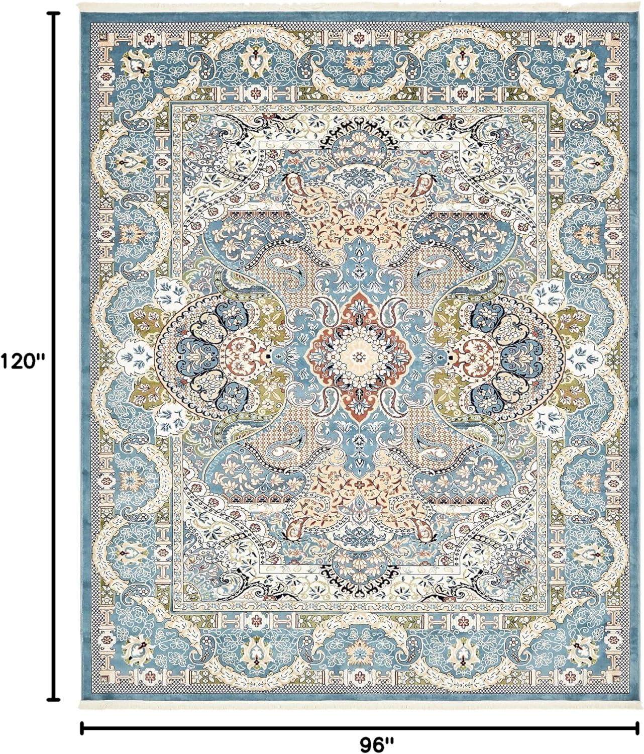Unique Loom Glasgow Narenj Rug Blue/Black 8' x 10' Rectangle Floral Traditional Perfect For Living Room Bed Room Dining Room Office